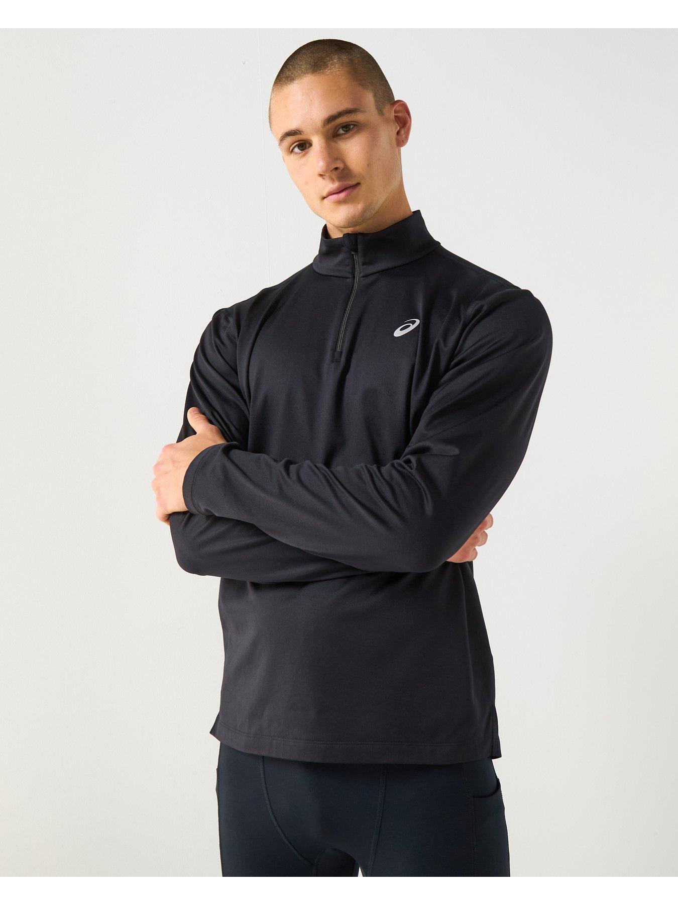 Asics Mens Running Core Long Sleeve 1/2 Zip Winter Top - Black
