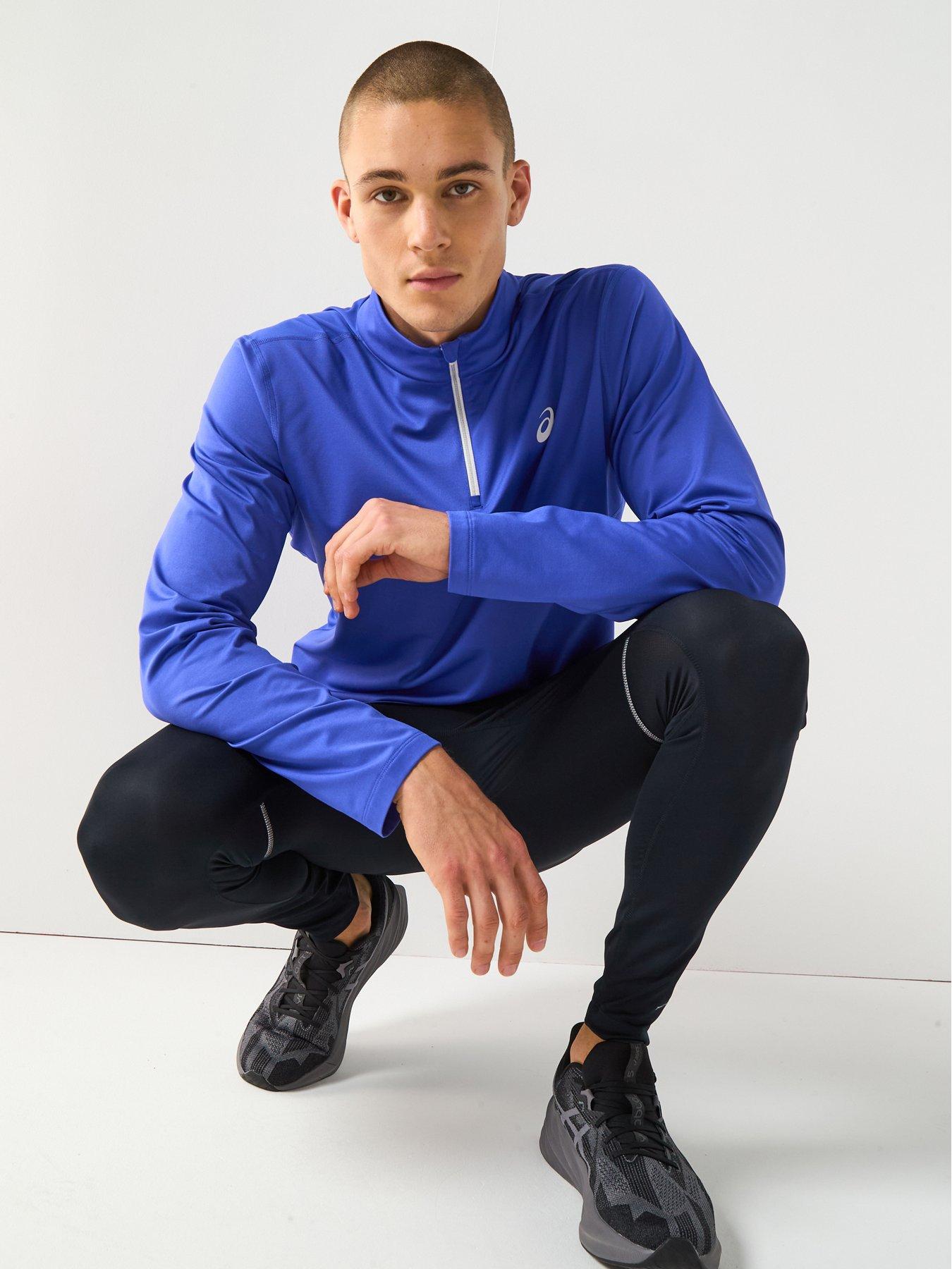 undefined Mens Running Core Long Sleeve 1/2 Zip Winter Top - Blue