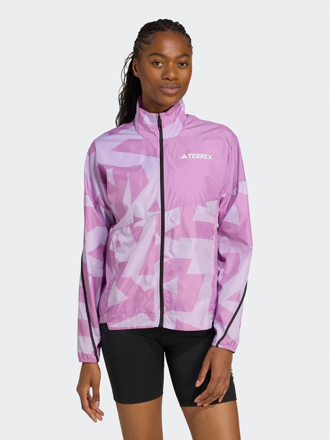 adidas Terrex Womens Outdoor Multi Printed Wind Jacket, Preloved Purple/Powder Plum, Size S, Women