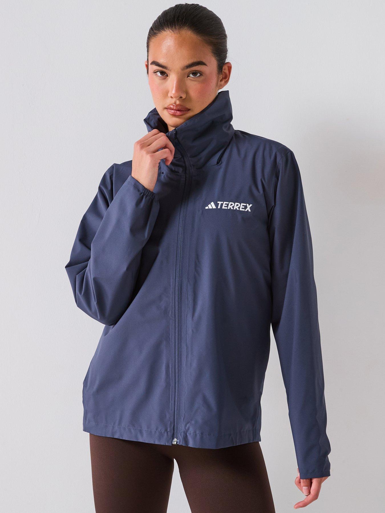adidas Terrex Womens Outdoor Multi Essentials 2L Rain Jacket, Shadow Navy, Size S, Women