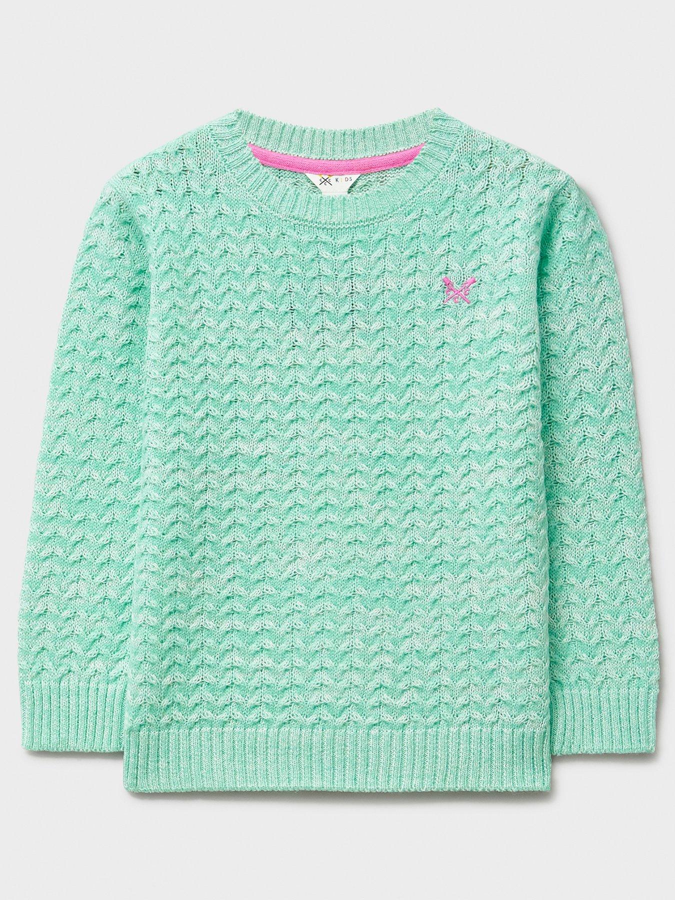 undefined Girls Twist Yarn Cable Knit Jumper  - Green