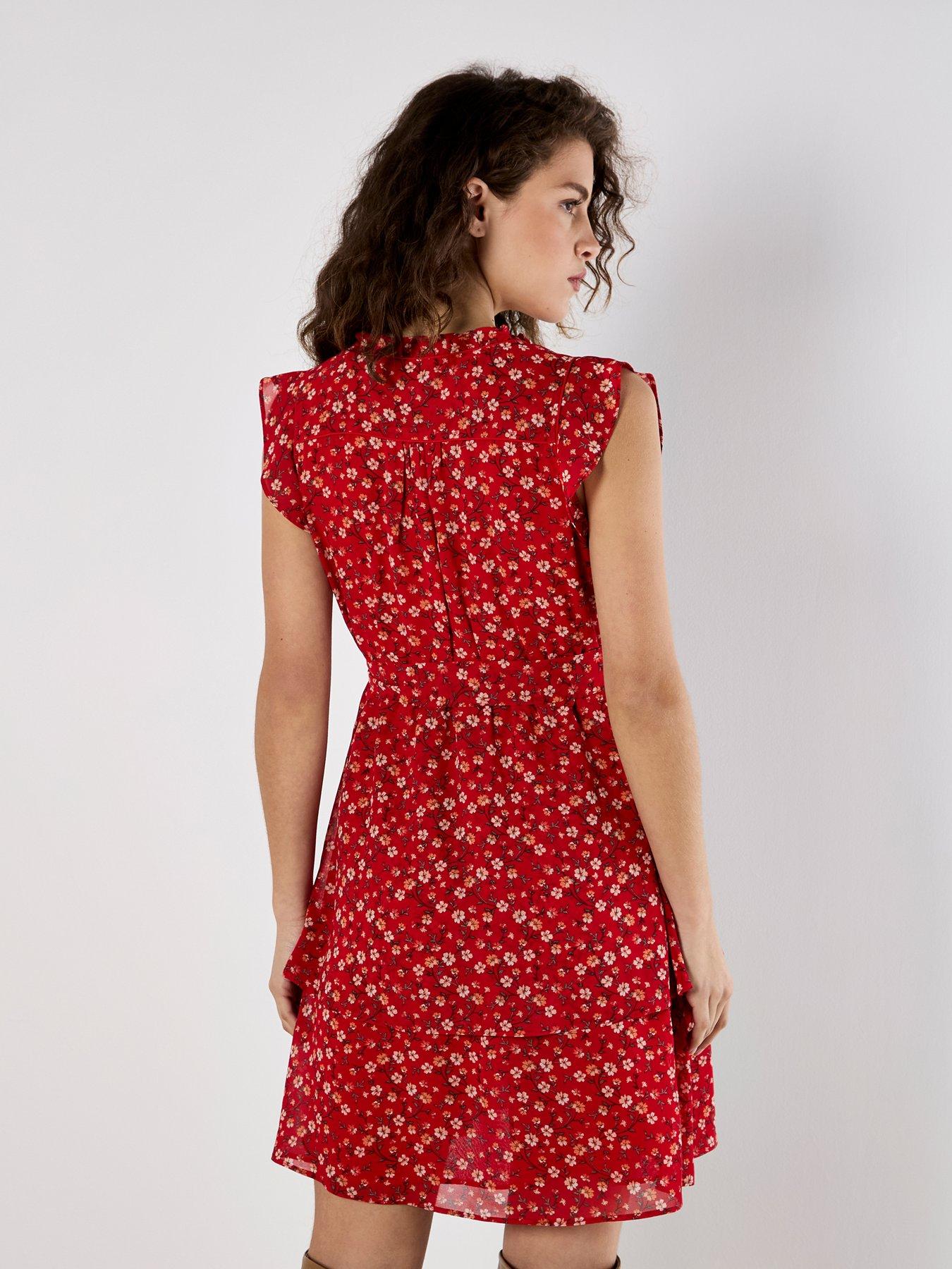 Image 2 of 5 of Apricot Tiny Vine Flower Layered Dress