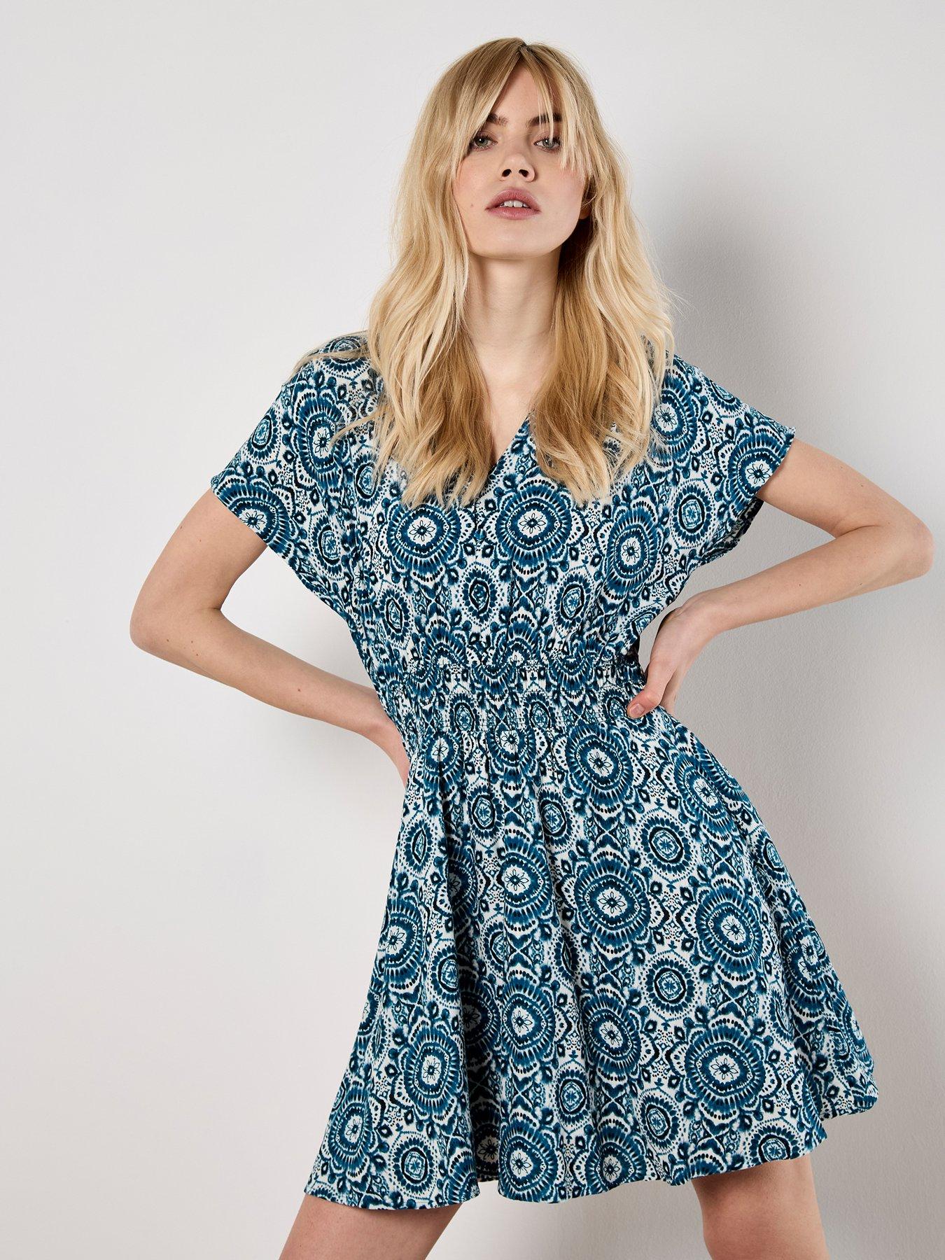 undefined Apricot Batik Kaleidoscope V Nk Mini Dress