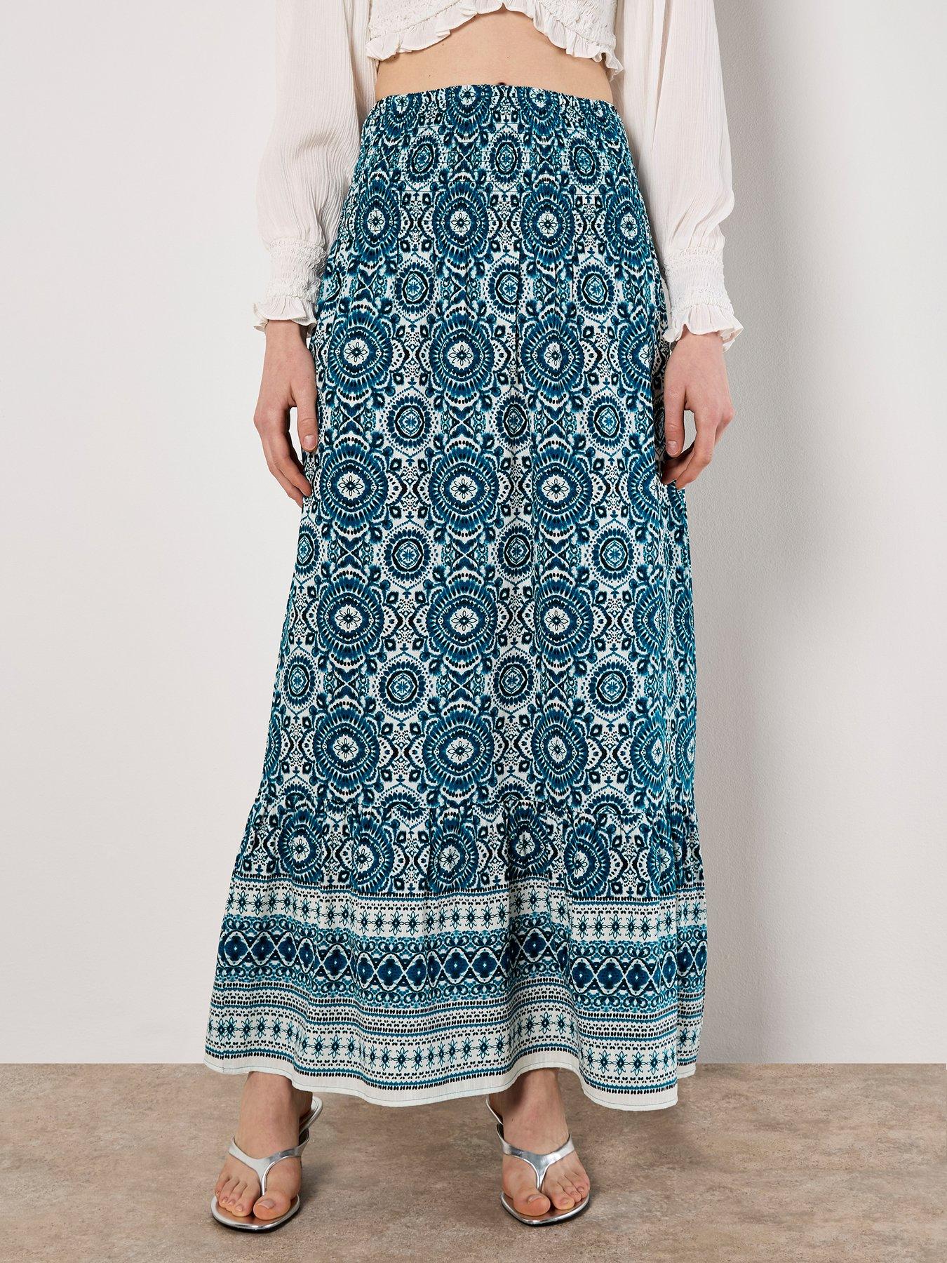 undefined Batik Kaleidoscope Border Skirt - Blue