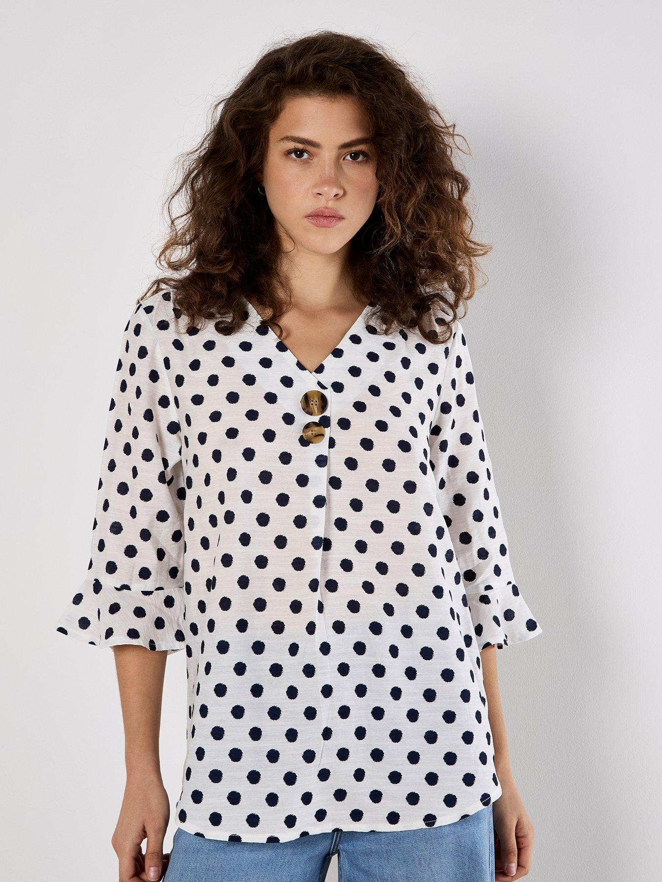 undefined Spaced Polkadot 2btn Bell Sl Top