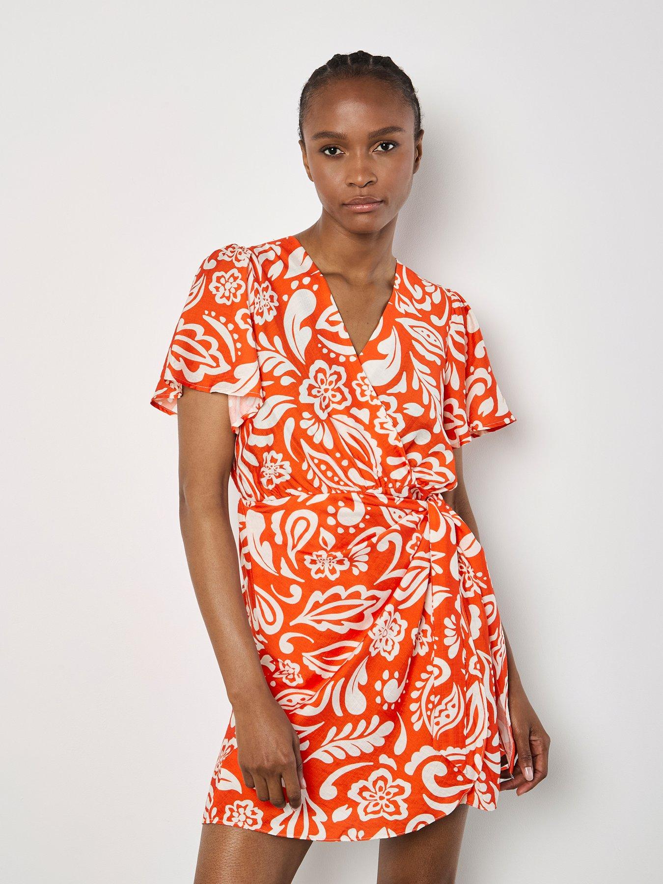 Apricot Bold Mono Paisley Wrap Dress Very