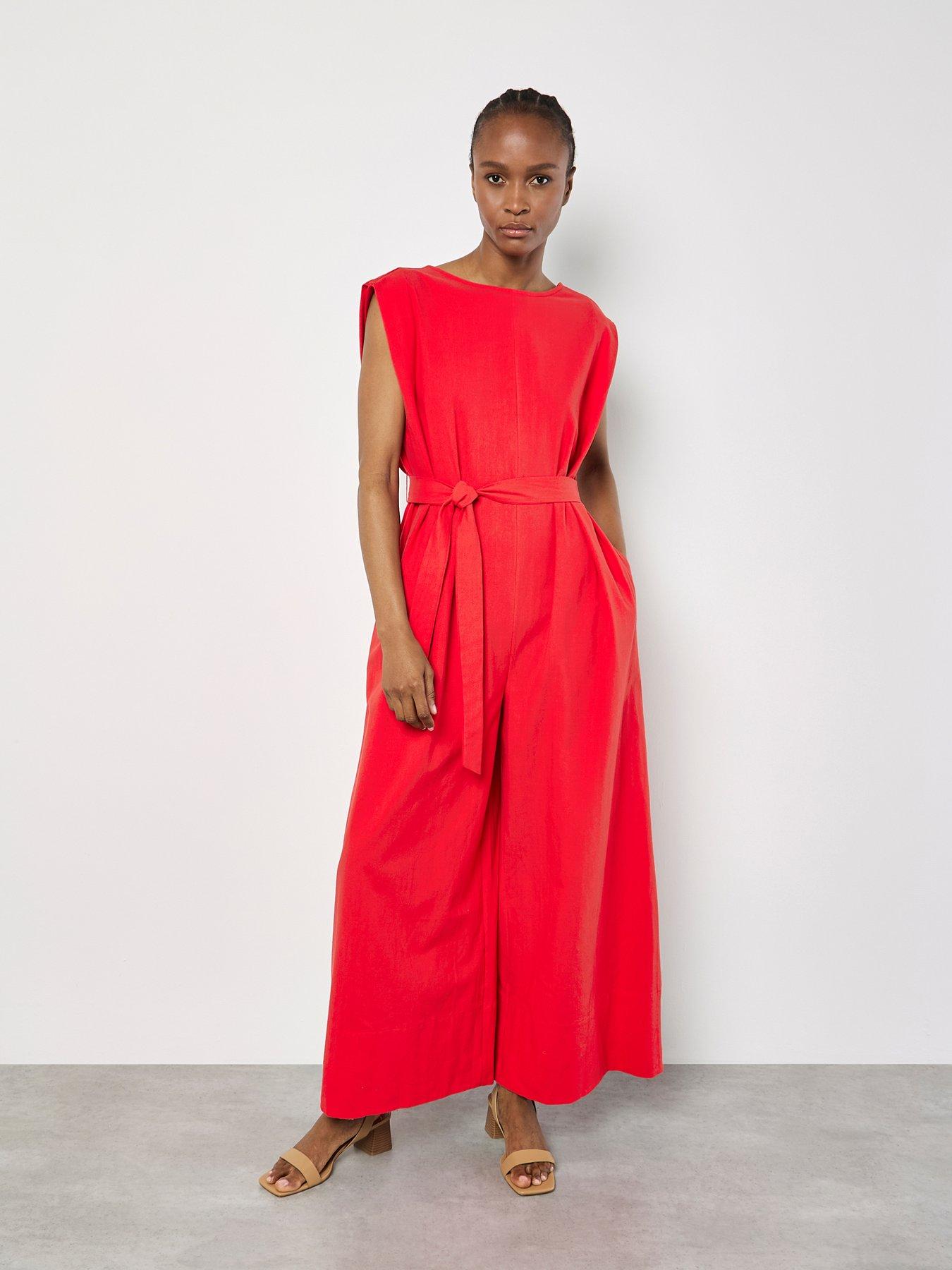 undefined Wide Leg Self Tie Jumpsuit