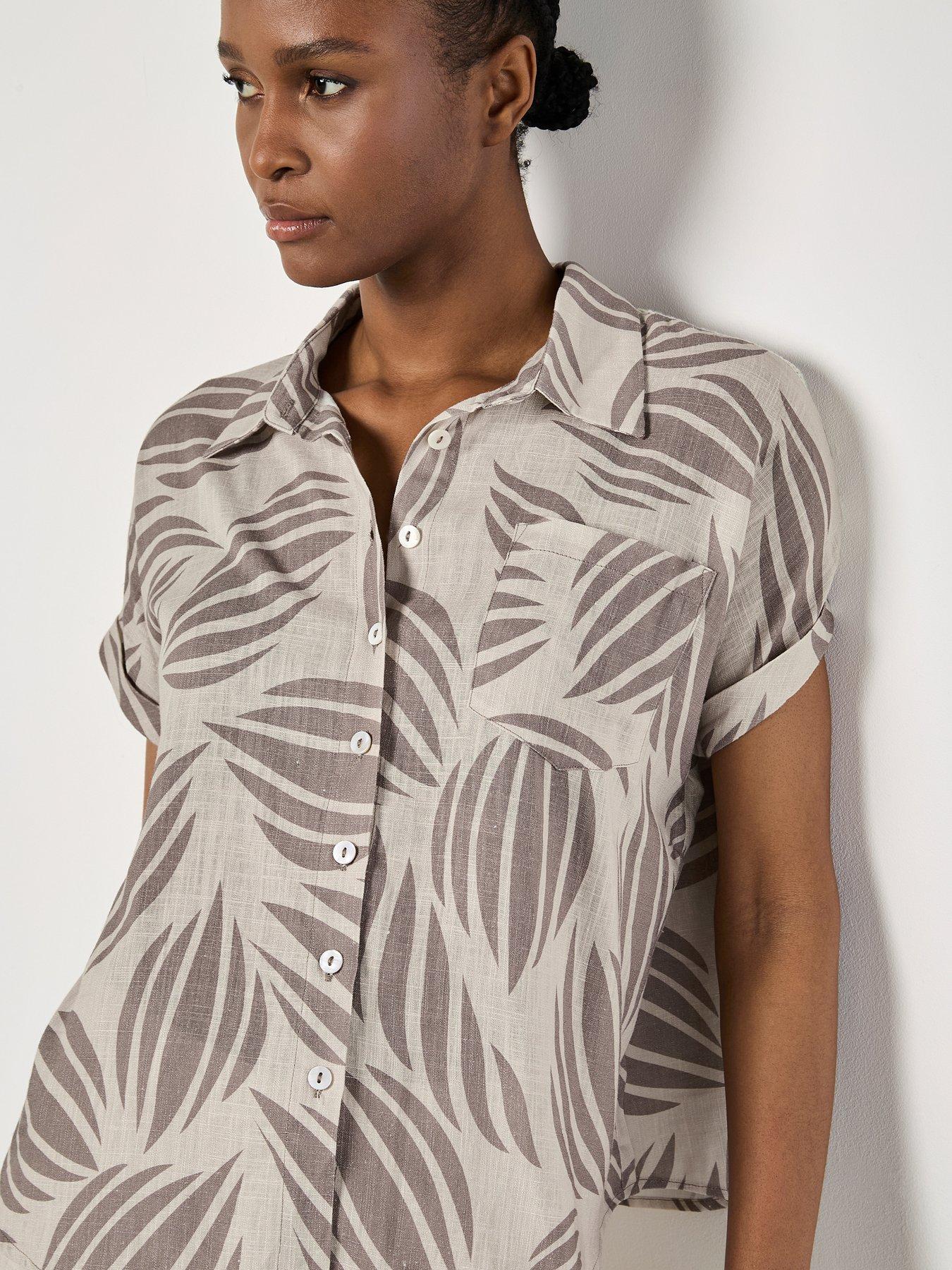 undefined Oversized Shells Linen Blend Shirt - Cream