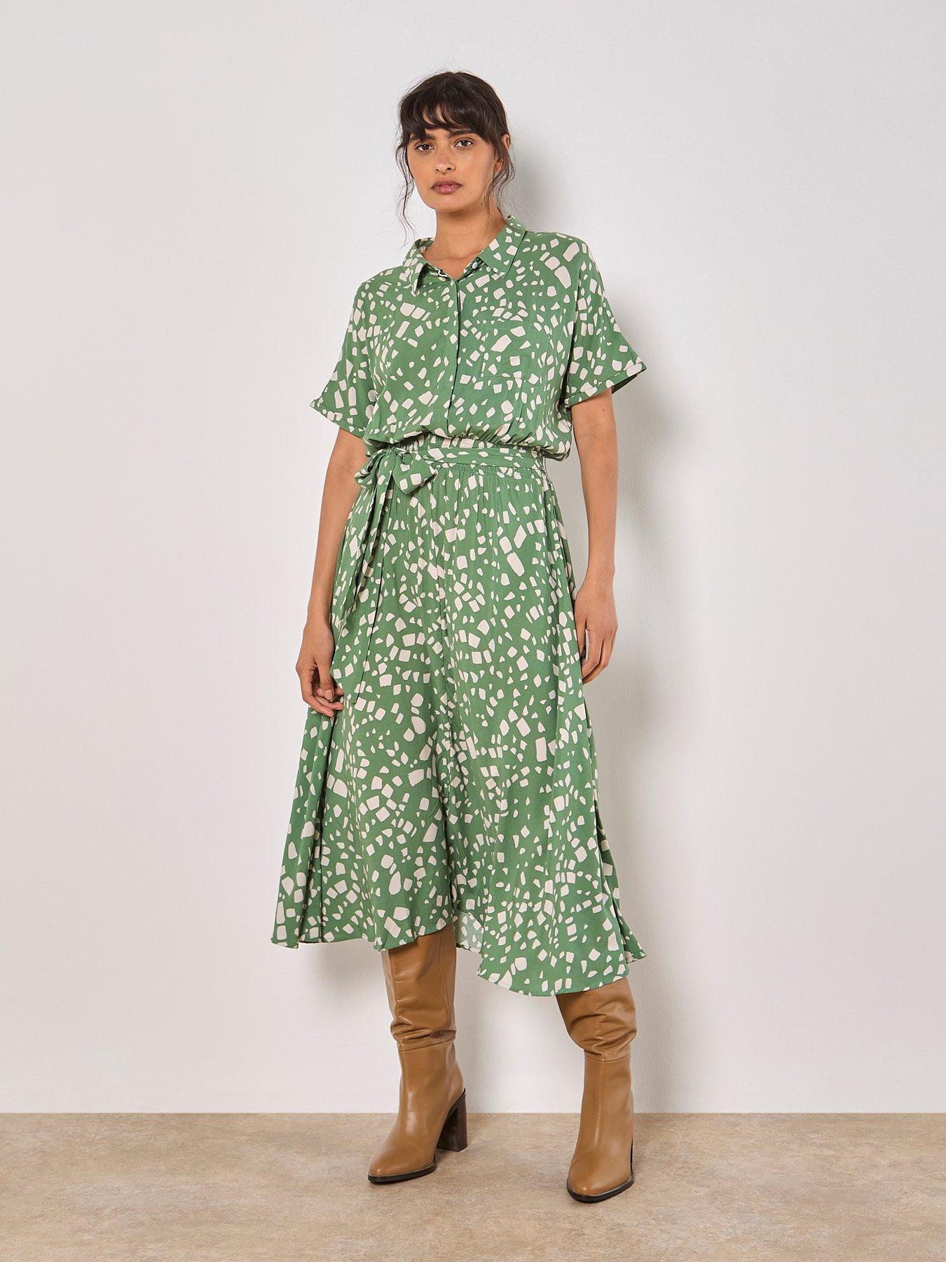 Image 1 of 4 of Apricot Scattered Squares Midi Dress
