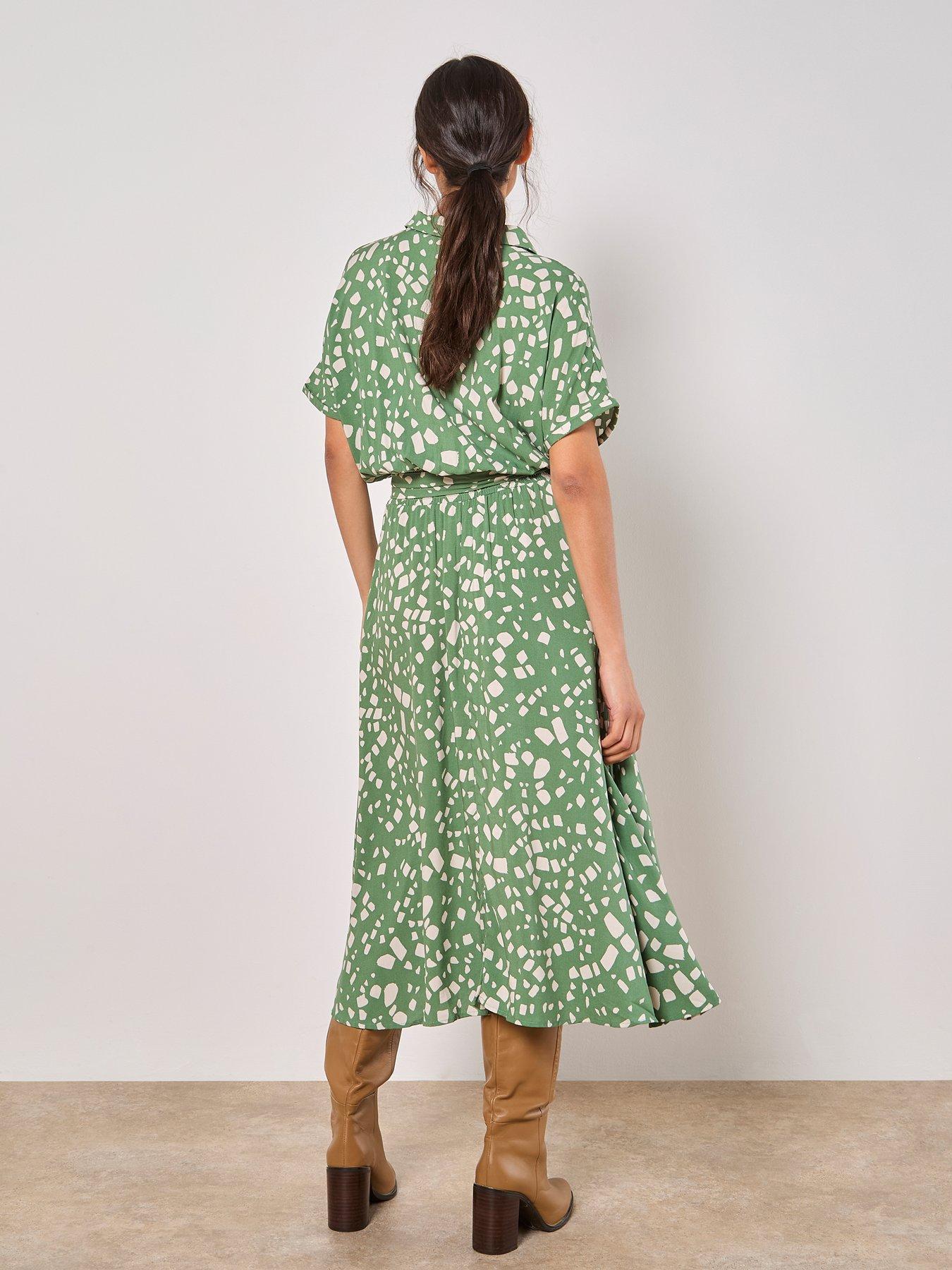 Image 2 of 4 of Apricot Scattered Squares Midi Dress