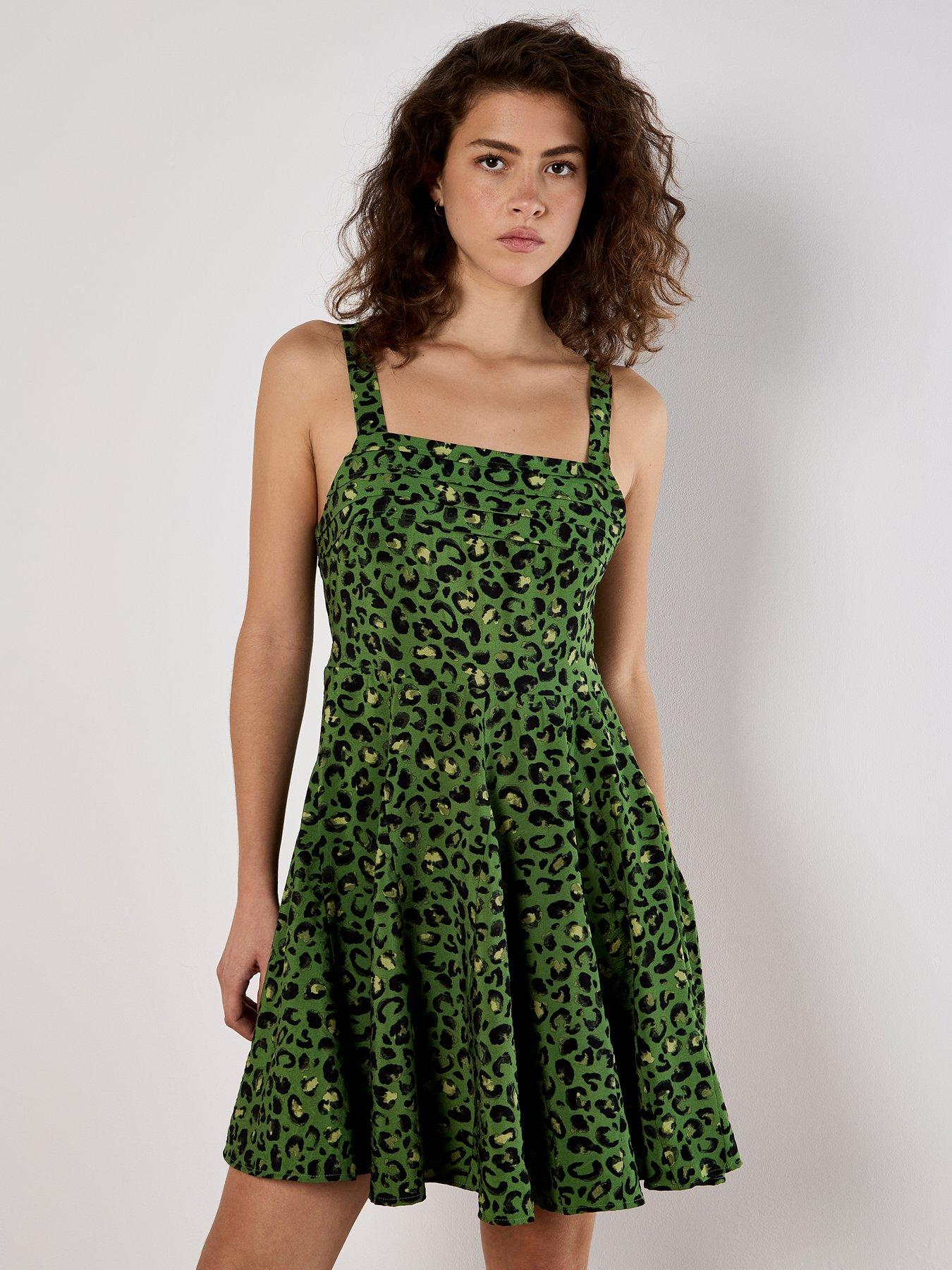 undefined Apricot Animal Print Godet Skirt Dress