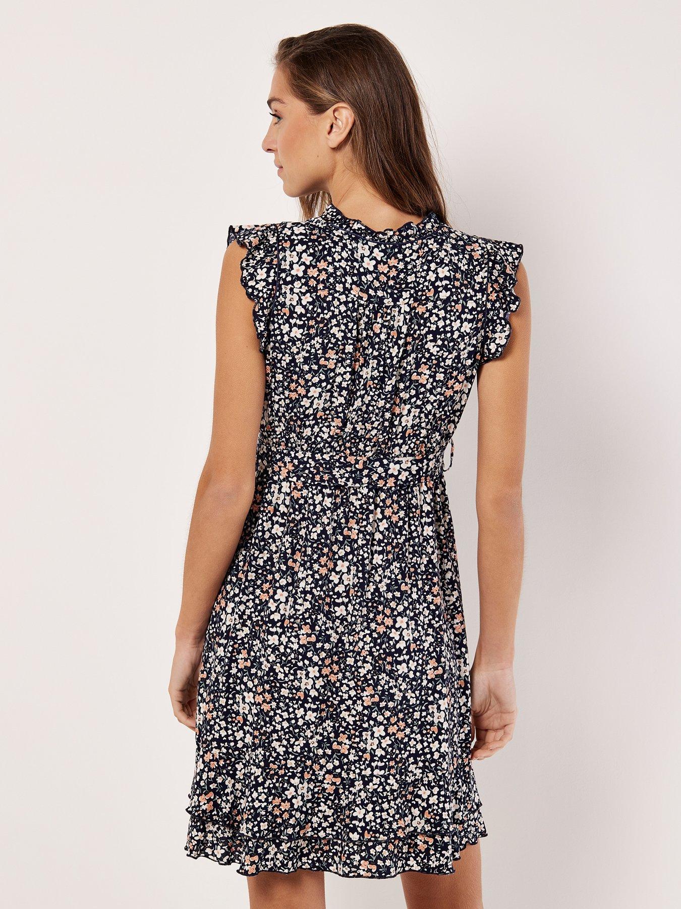 Image 2 of 4 of Apricot Ditsy Cluster Ruffle Dress