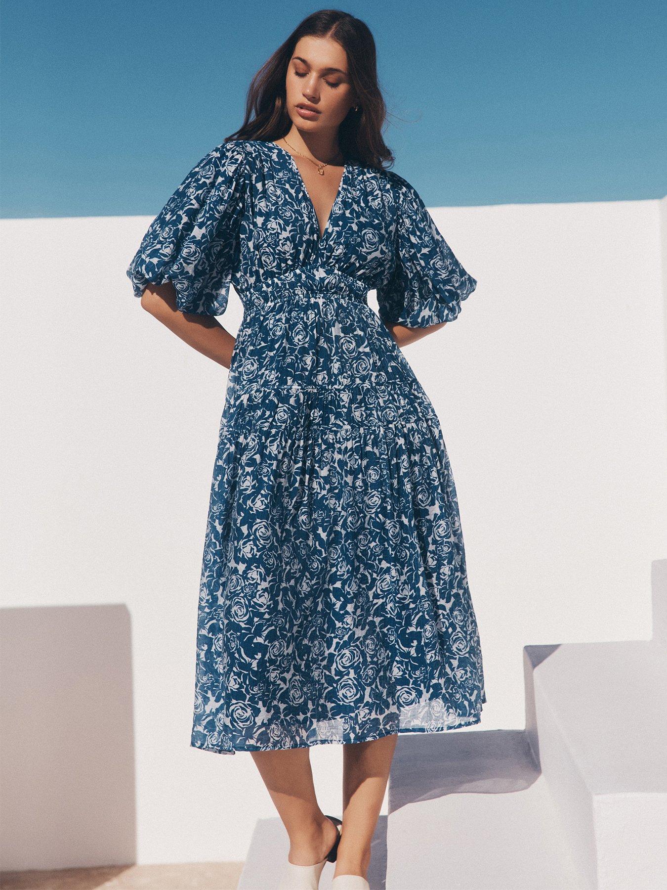 Apricot Mono Roses Volume Tiered Dress