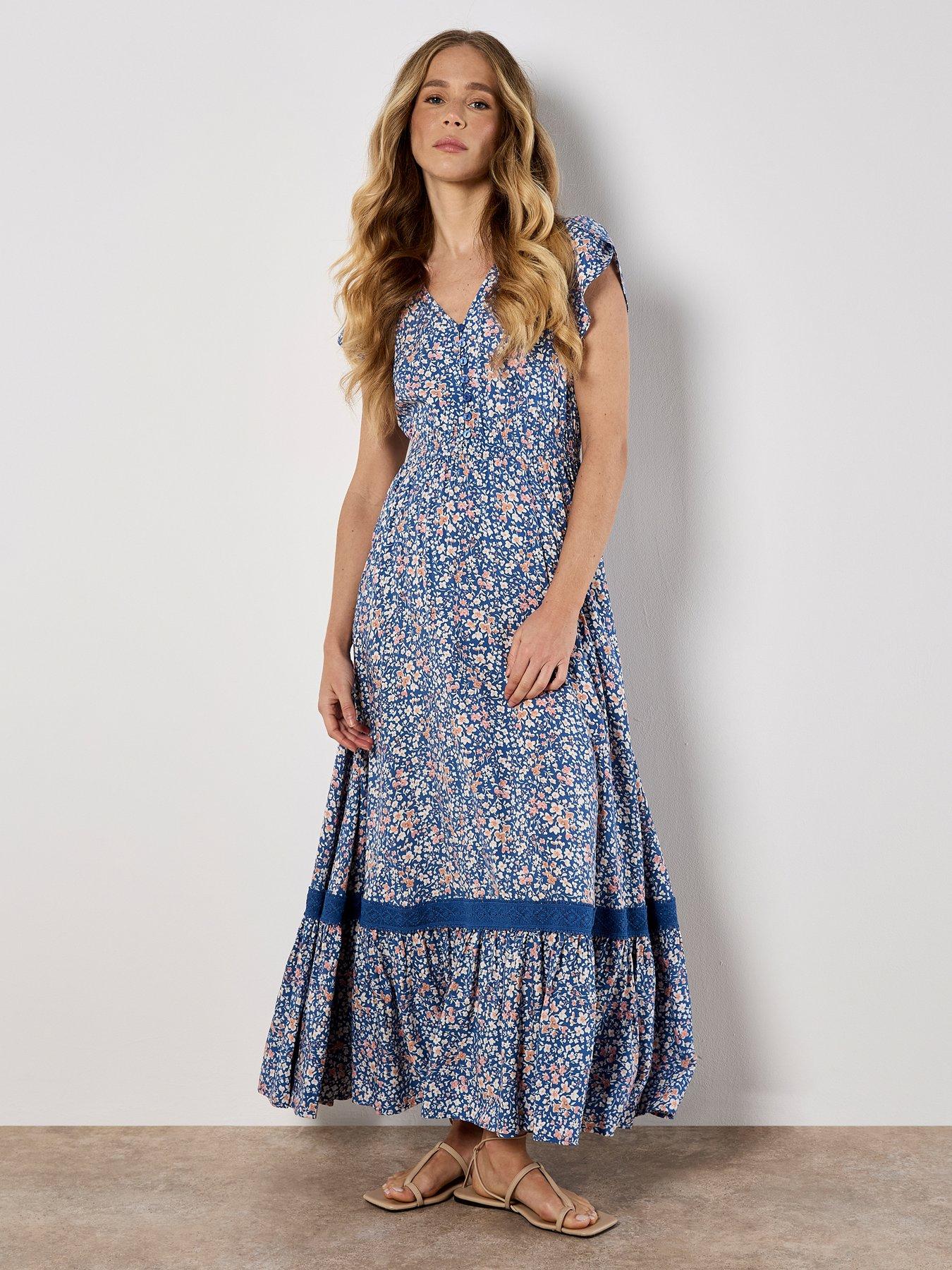 undefined Ditsy Cluster Crochet Maxi Dress
