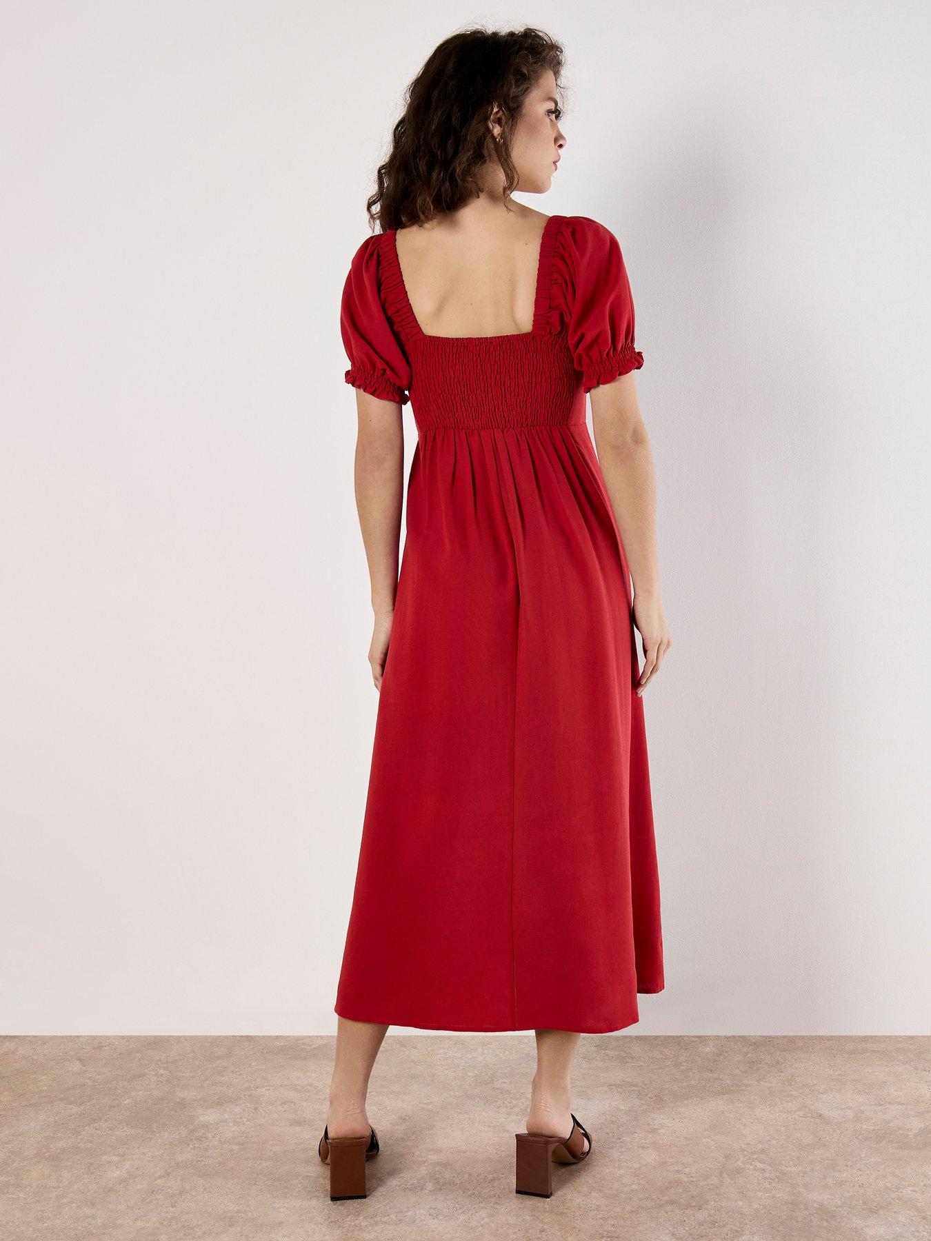 Image 2 of 5 of Apricot Tie Detail Milkmaid Midaxi Dress