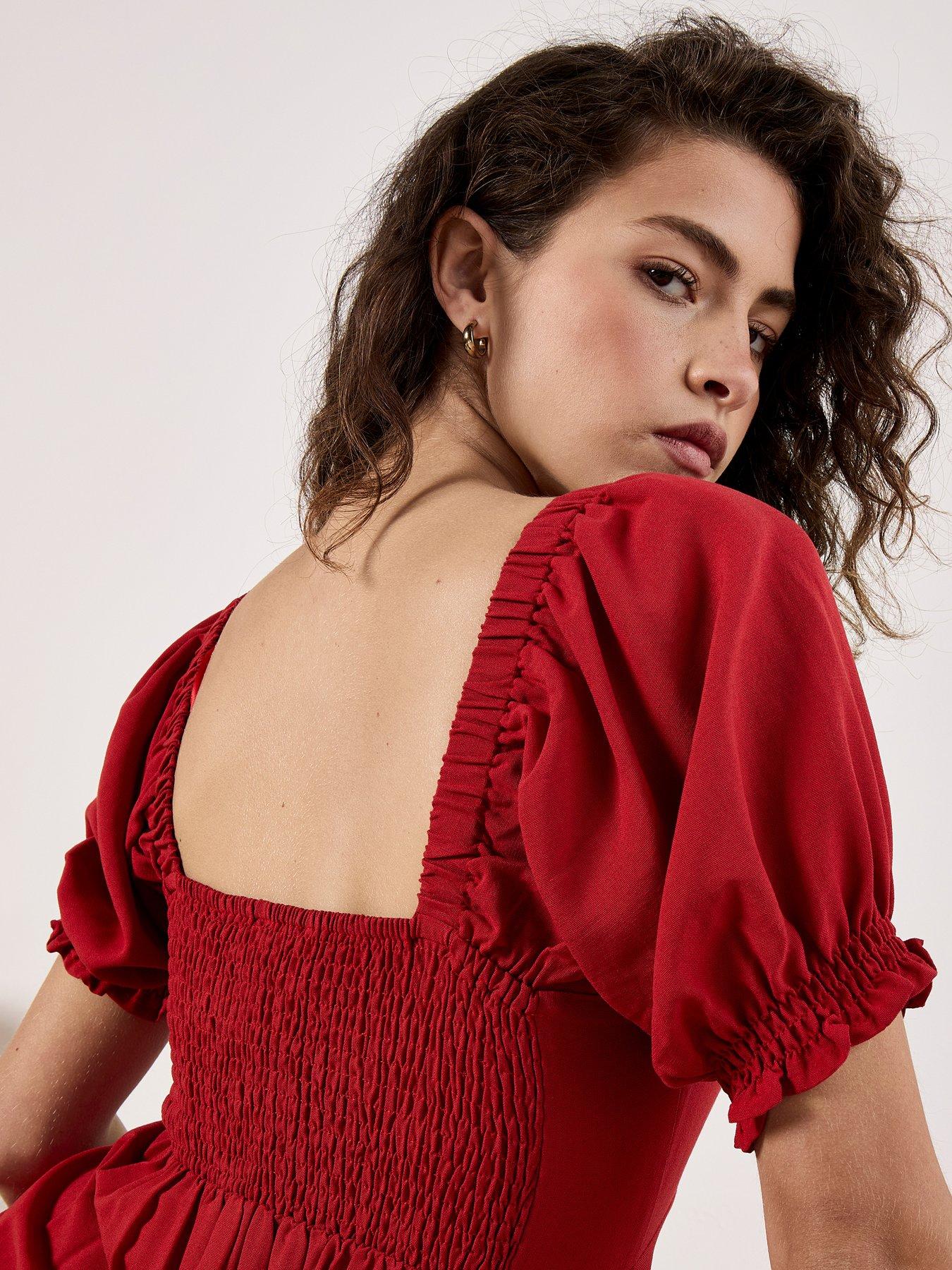 Image 5 of 5 of Apricot Tie Detail Milkmaid Midaxi Dress