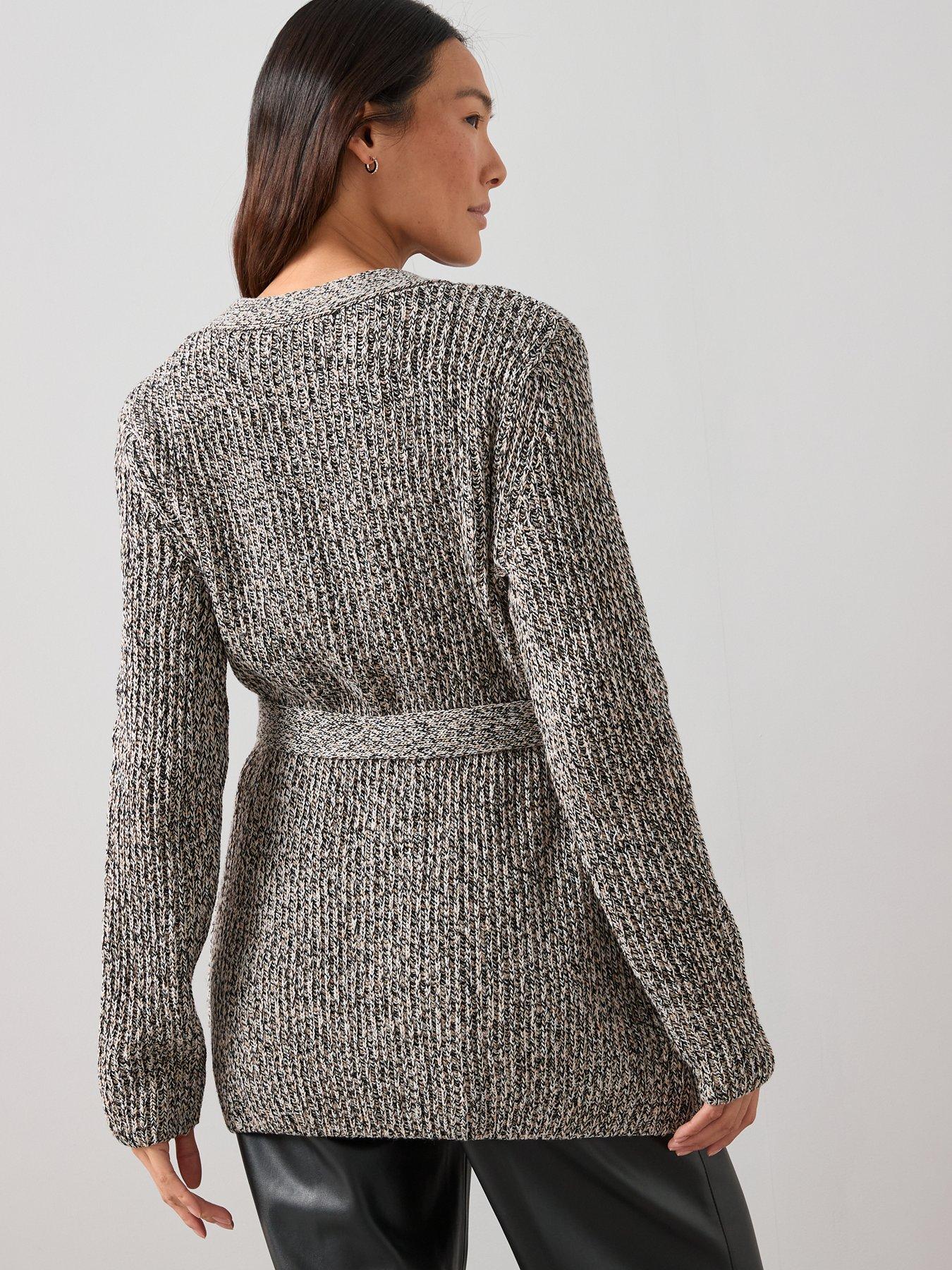Image 2 of 7 of The Very Collection Cotton Rich V Neck Twist Yarn Wrap Cardigan