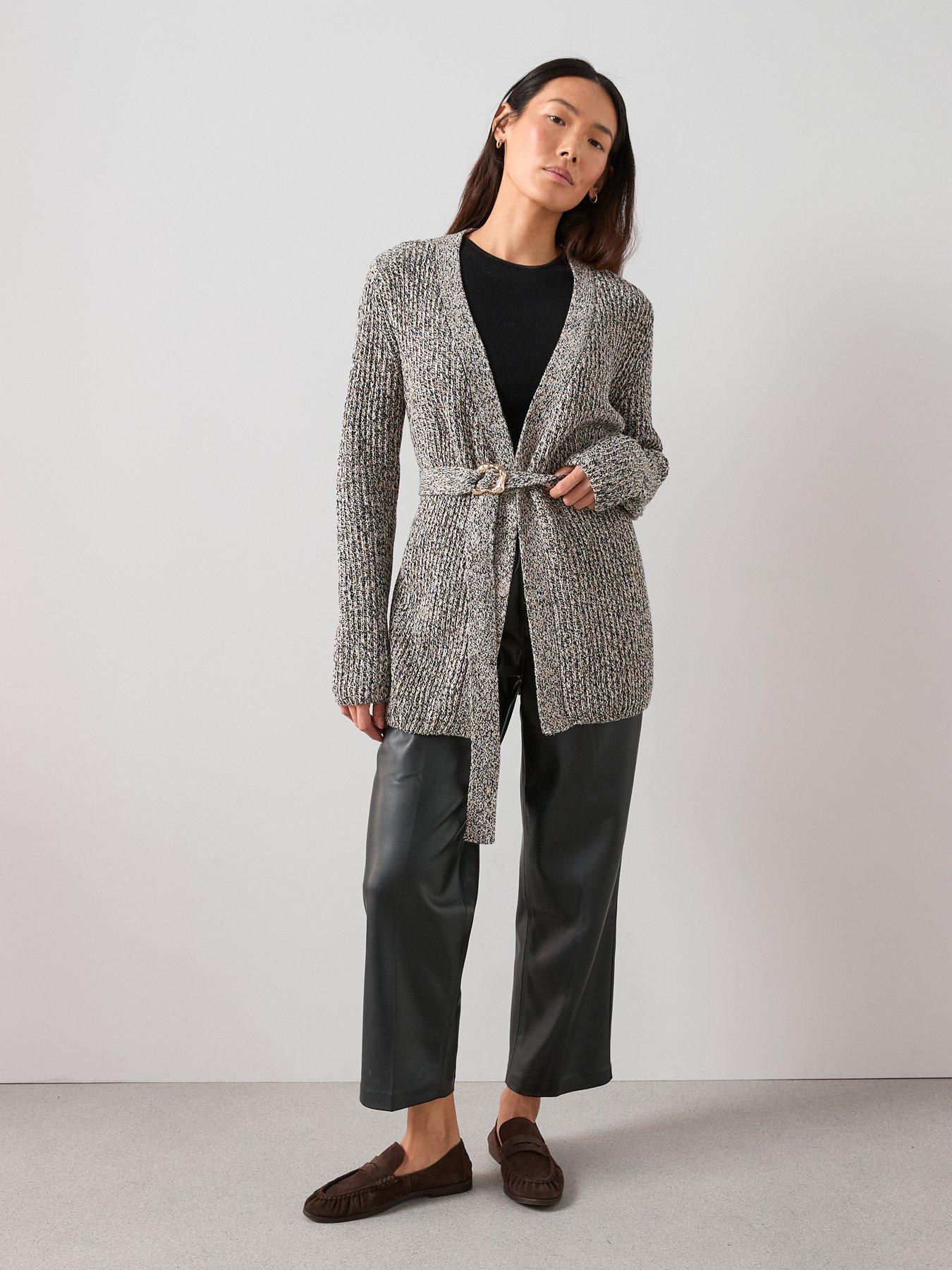 Image 3 of 7 of The Very Collection Cotton Rich V Neck Twist Yarn Wrap Cardigan