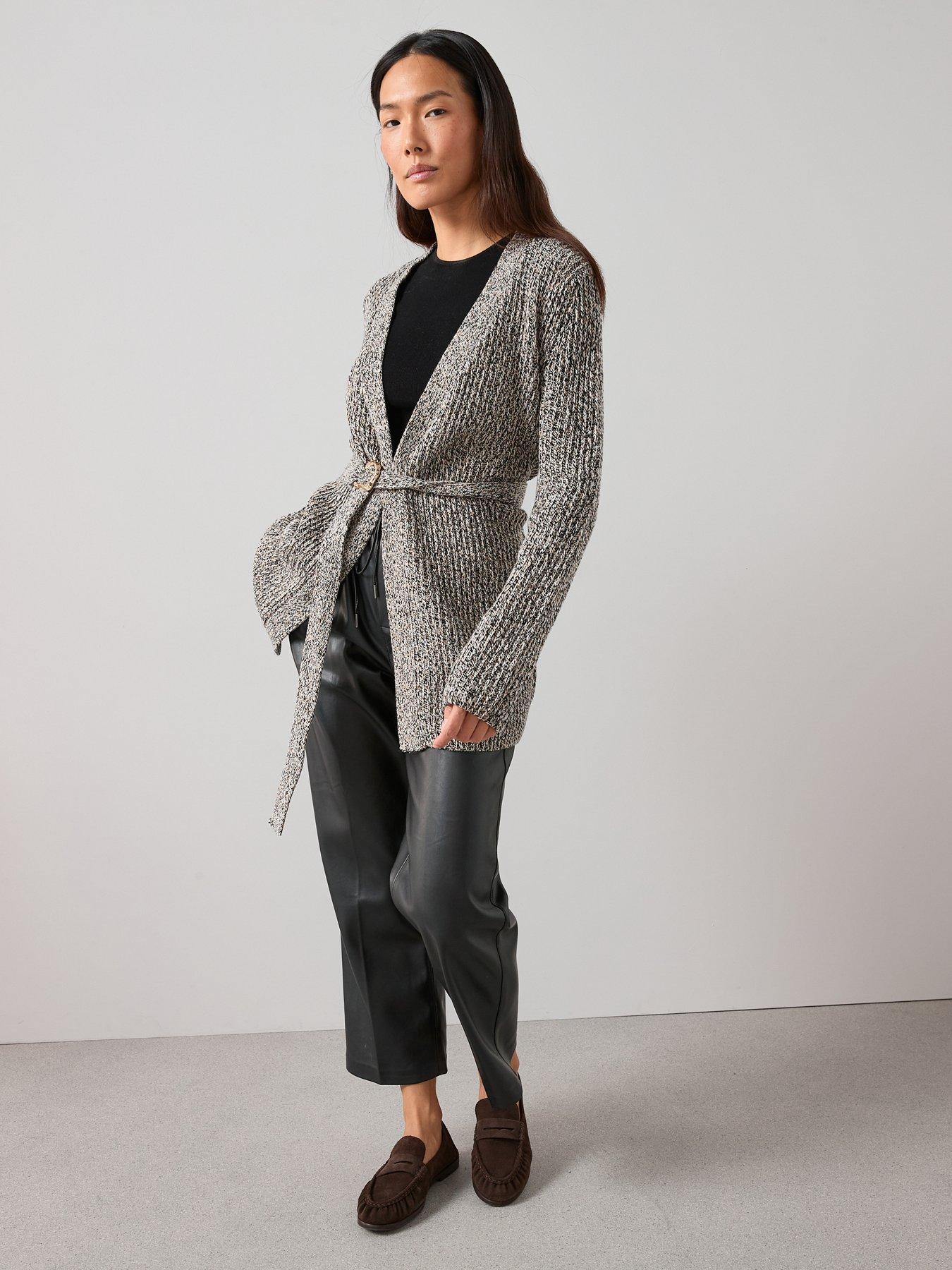 Image 4 of 7 of The Very Collection Cotton Rich V Neck Twist Yarn Wrap Cardigan