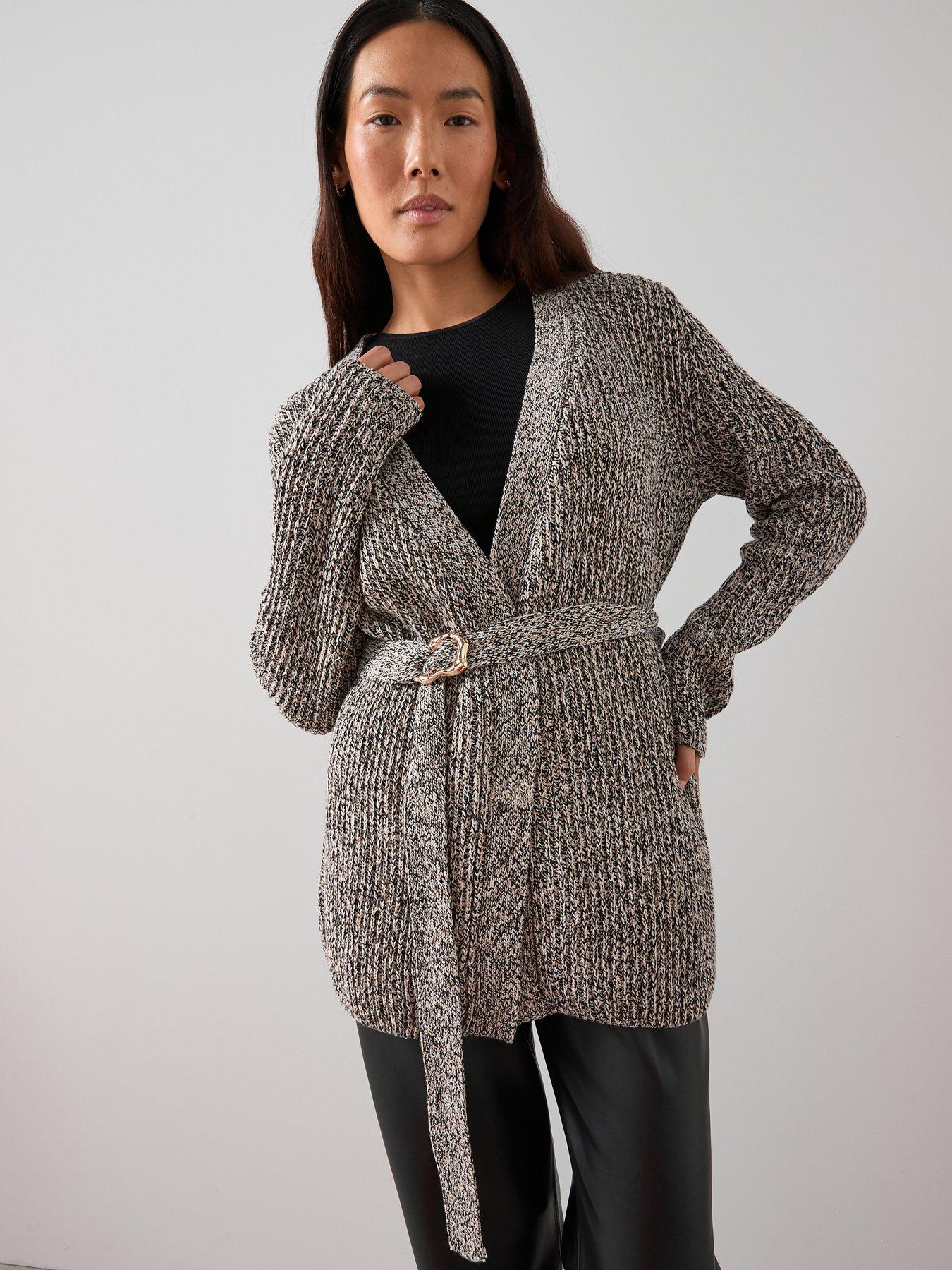 Image 6 of 7 of The Very Collection Cotton Rich V Neck Twist Yarn Wrap Cardigan