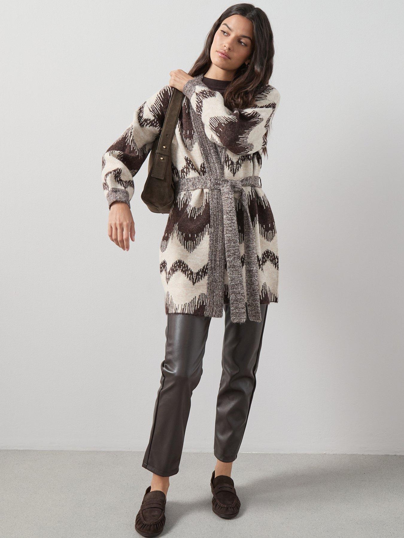 The Very Collection Edge To Edge Jacquard Cardigan - Brown