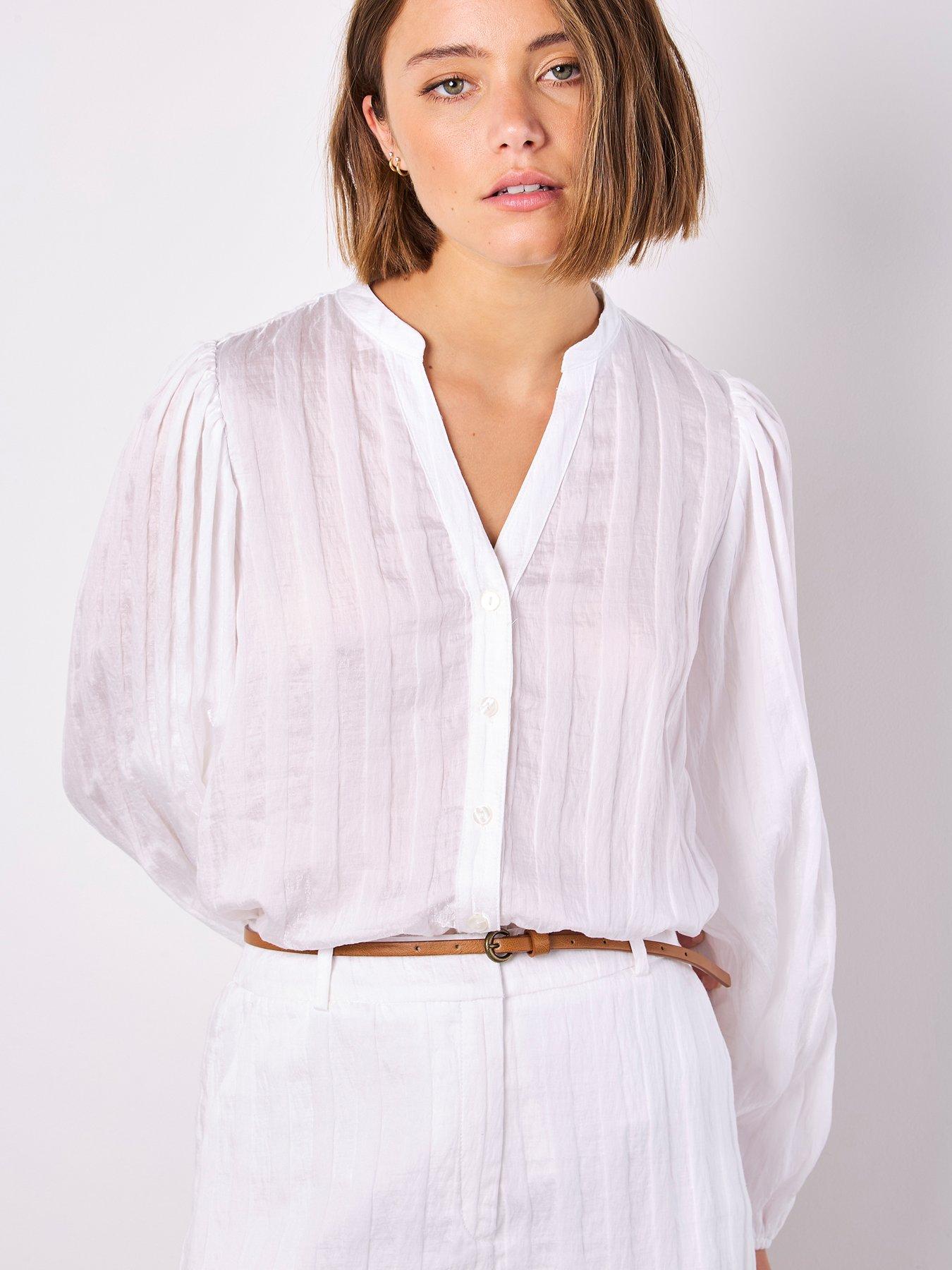 undefined Grandad Collar Self Stripe Shirt