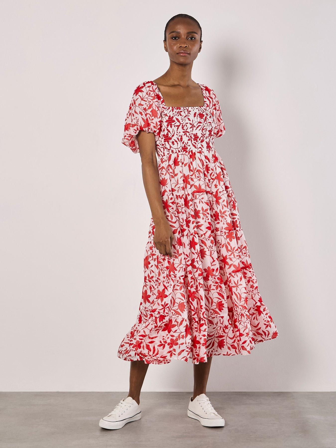 Image 1 of 5 of Apricot Silhouette Starflower Midi Dress
