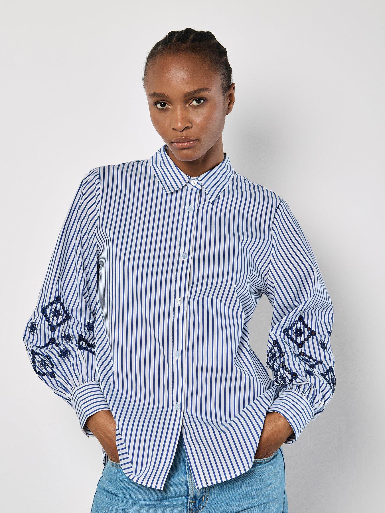 undefined Embroidered Eyelet Stripe Shirt