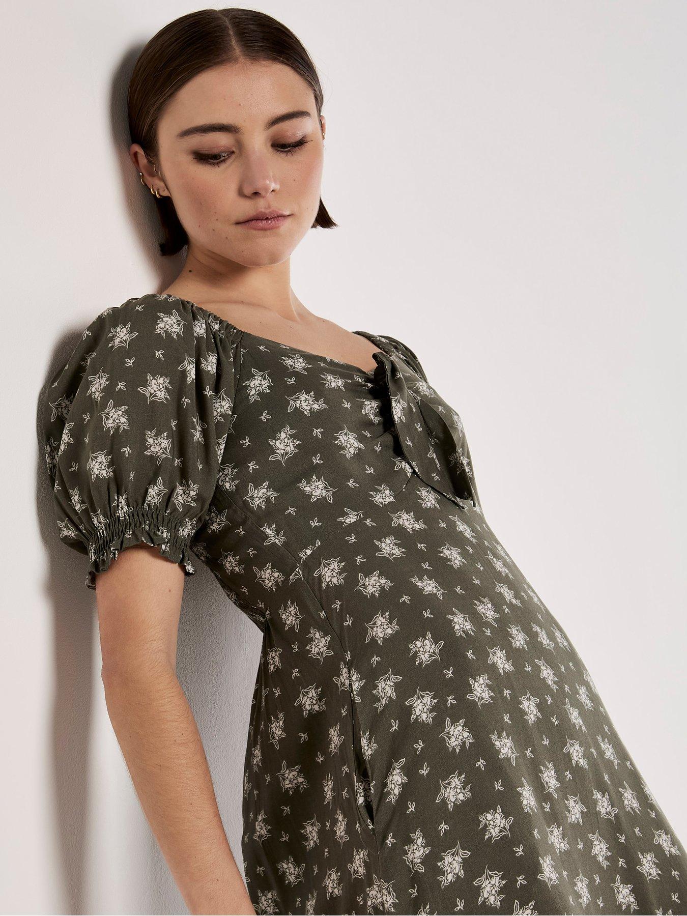 Apricot Small Floral Bunches Midi Dress | Very