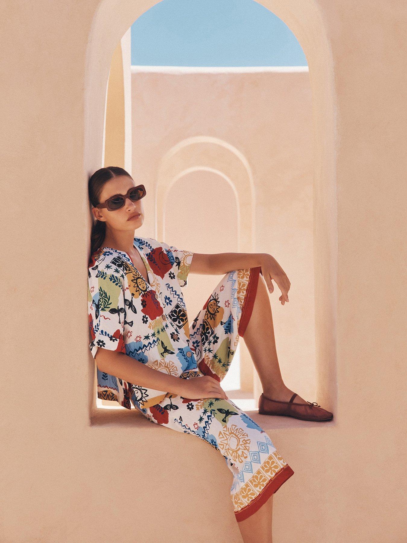 Image 1 of 5 of Apricot Sun &amp; Colour Print Culotte