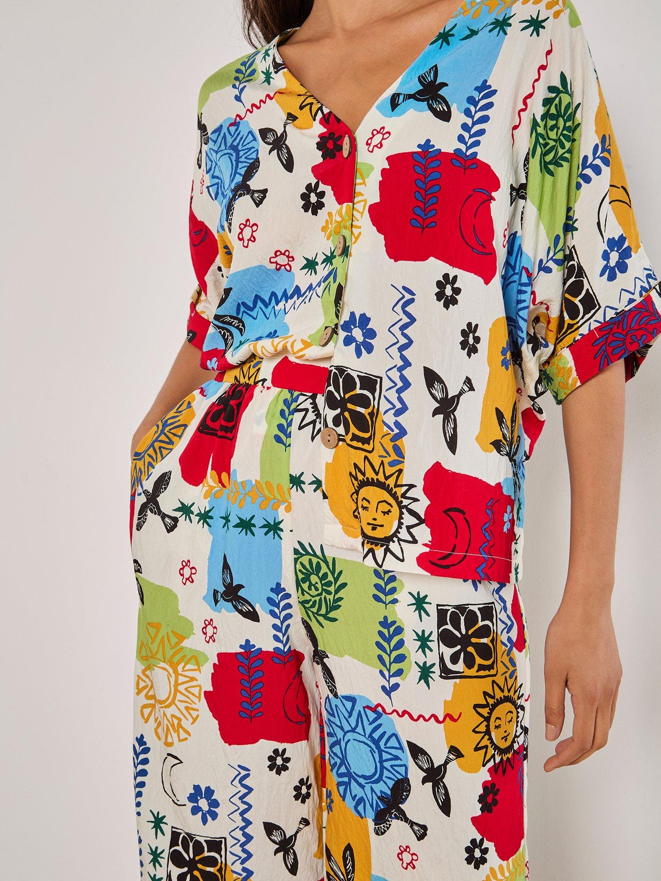 Image 4 of 5 of Apricot Sun &amp; Colour Print Culotte