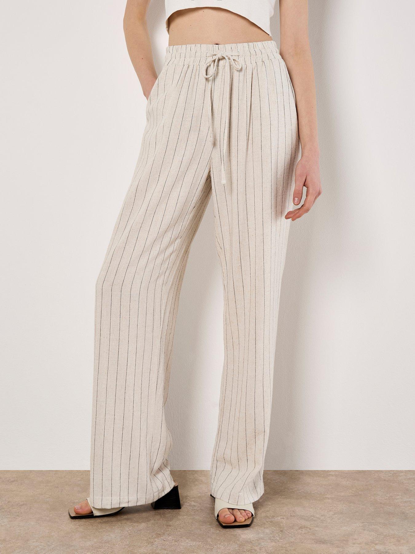 undefined Soft Pinstripe Trouser - Cream