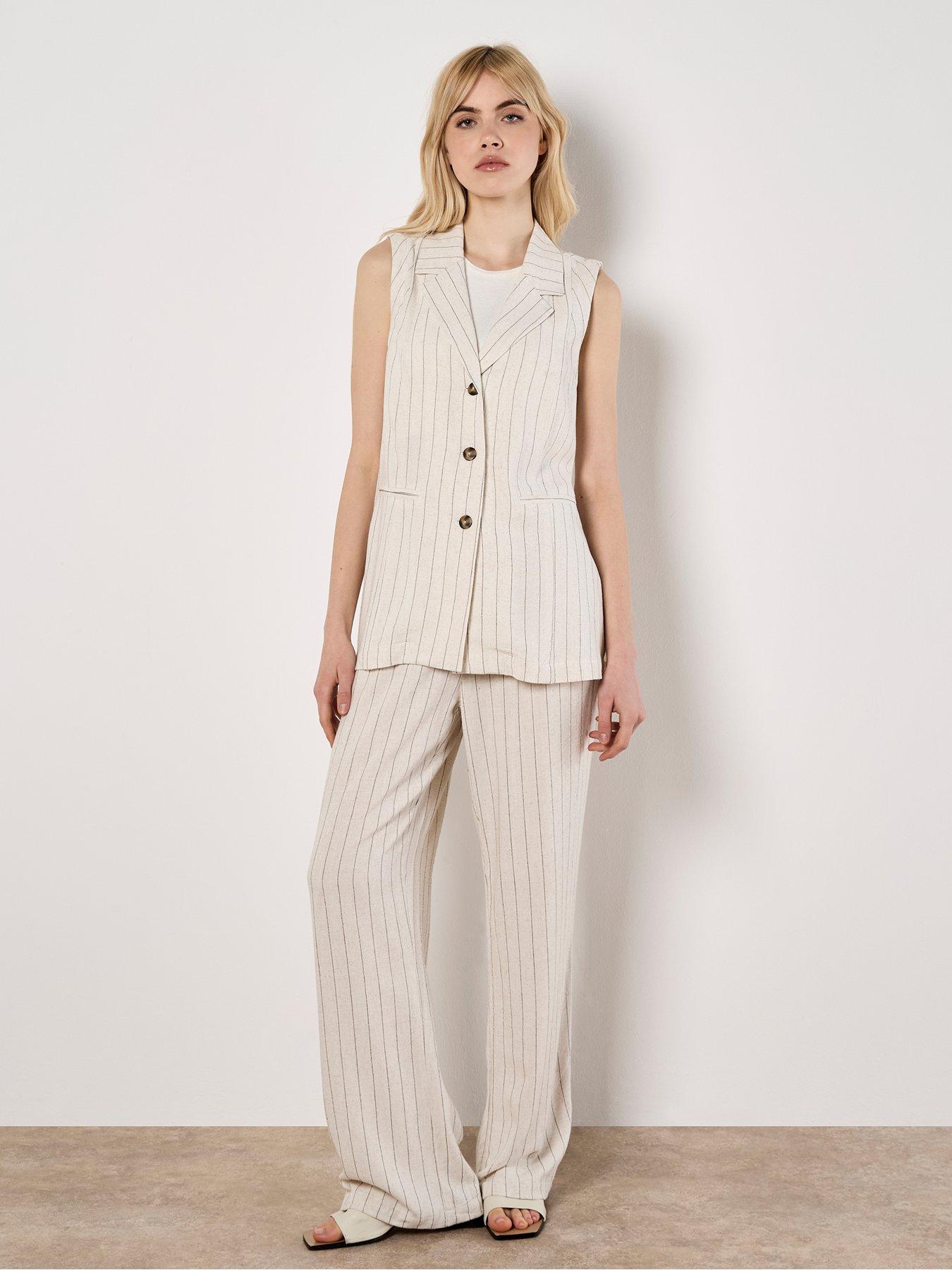 Image 3 of 6 of Apricot Soft Pinstripe Trouser - Cream
