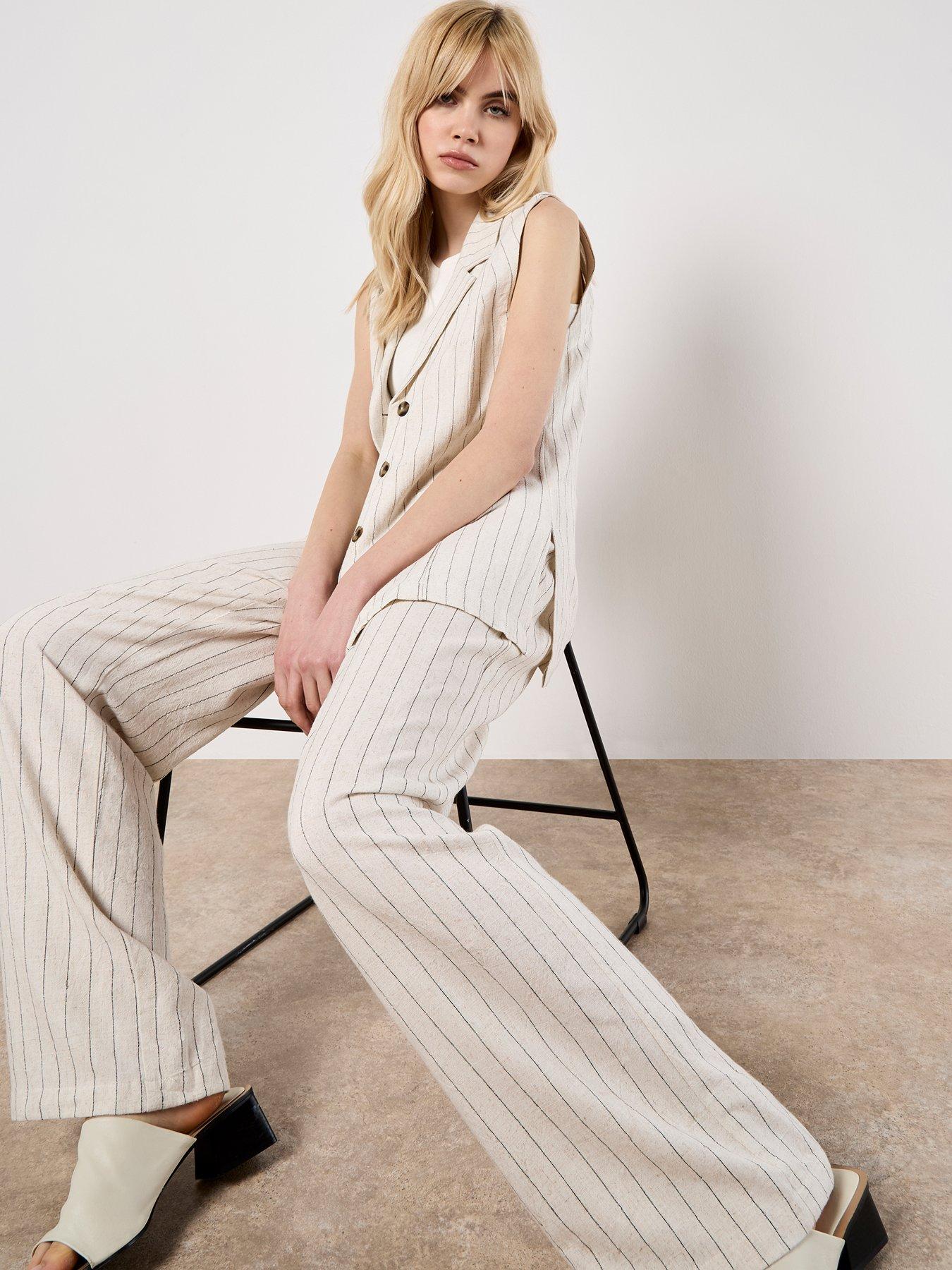 Image 4 of 6 of Apricot Soft Pinstripe Trouser - Cream