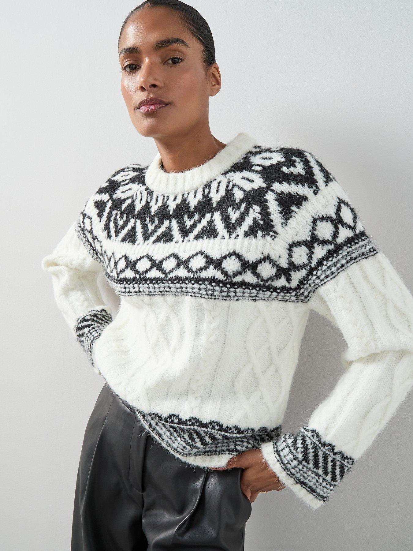 Image 1 of 6 of The Very Collection Crew Neck Fairisle Jumper With Wool - Mono