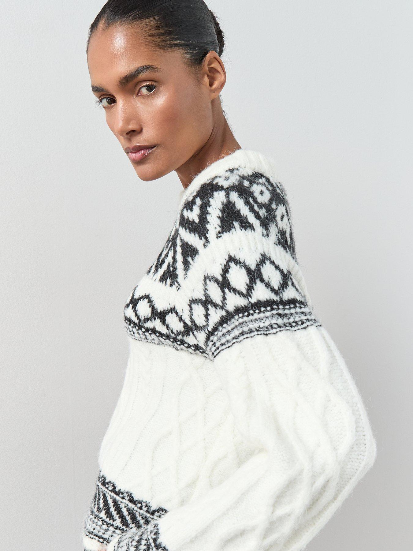 Image 4 of 6 of The Very Collection Crew Neck Fairisle Jumper With Wool - Mono