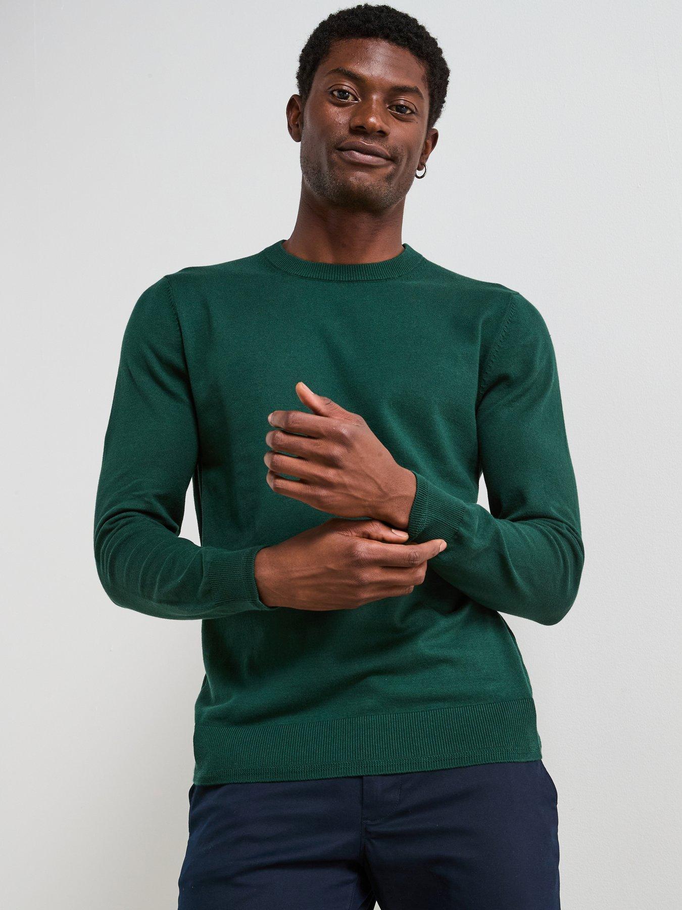 undefined Cotton Rich Crew Neck Jumper - Green