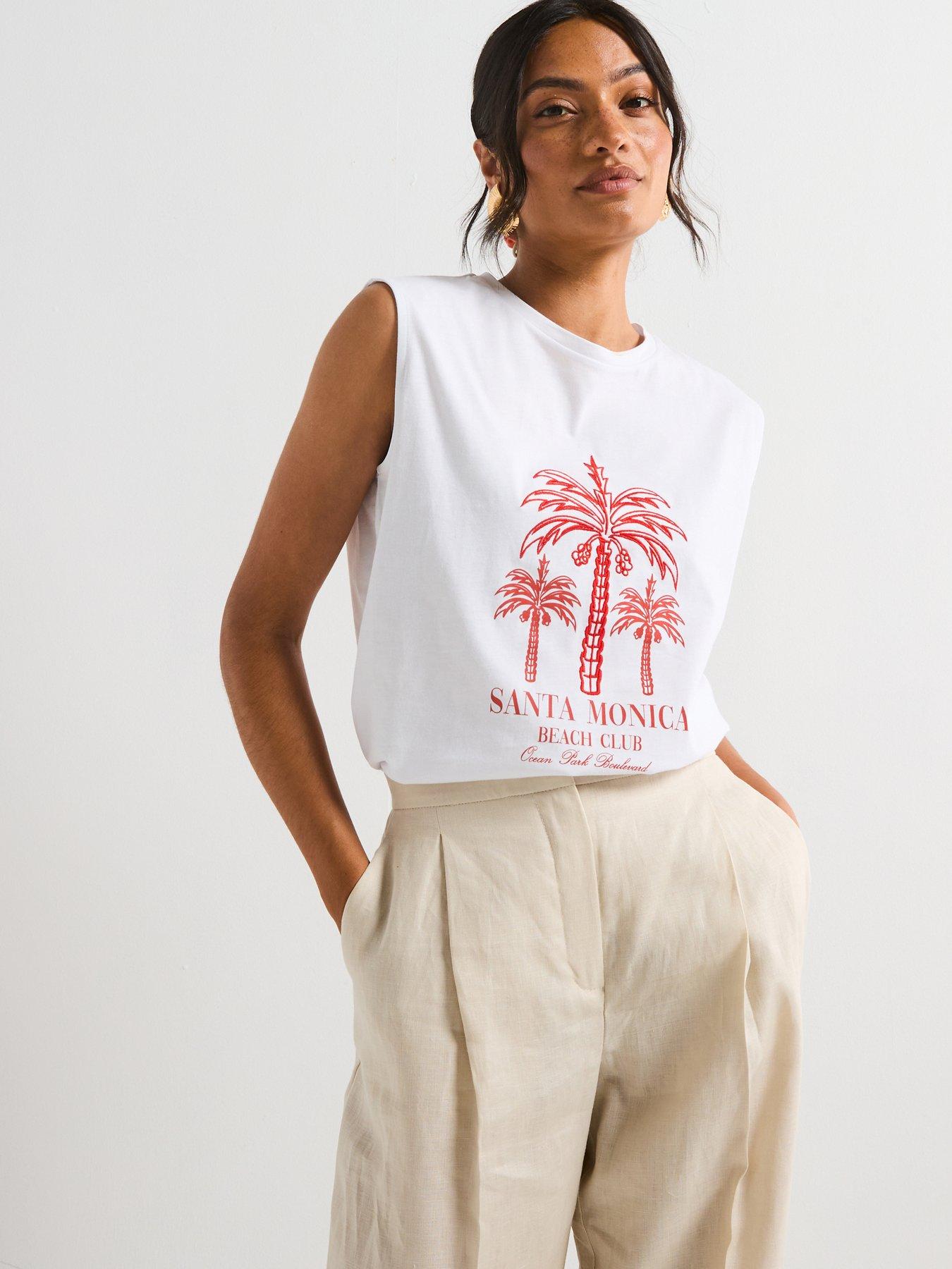 undefined Santa Monica Sleeveless Graphic T-shirt - White