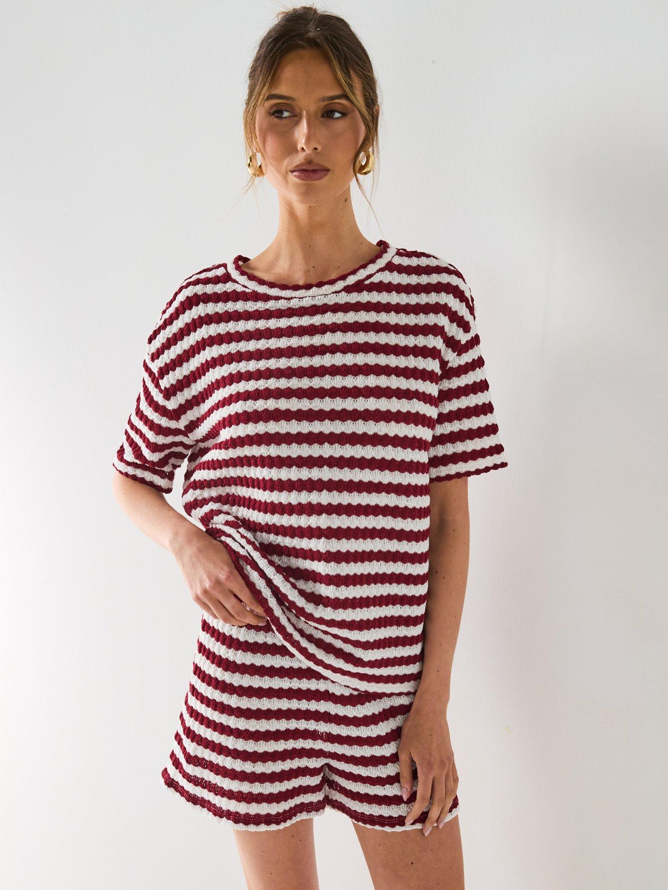 undefined Textured Stripe Top Co-Ord - Print