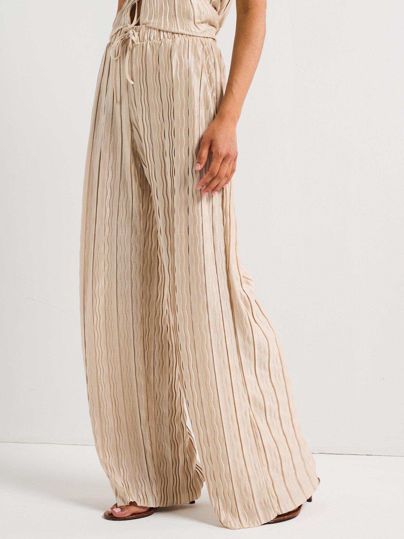 undefined Textured Wide Leg Trouser Co-Ord - Nude