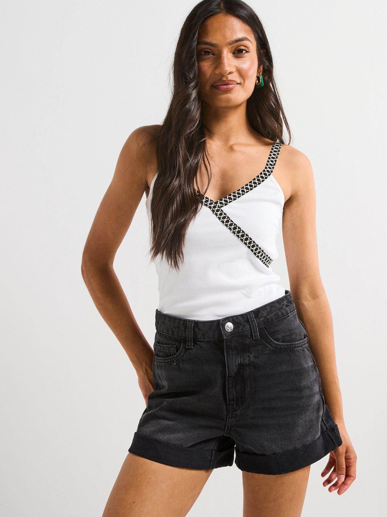 undefined Whipstitch Strappy Rib Vest - White