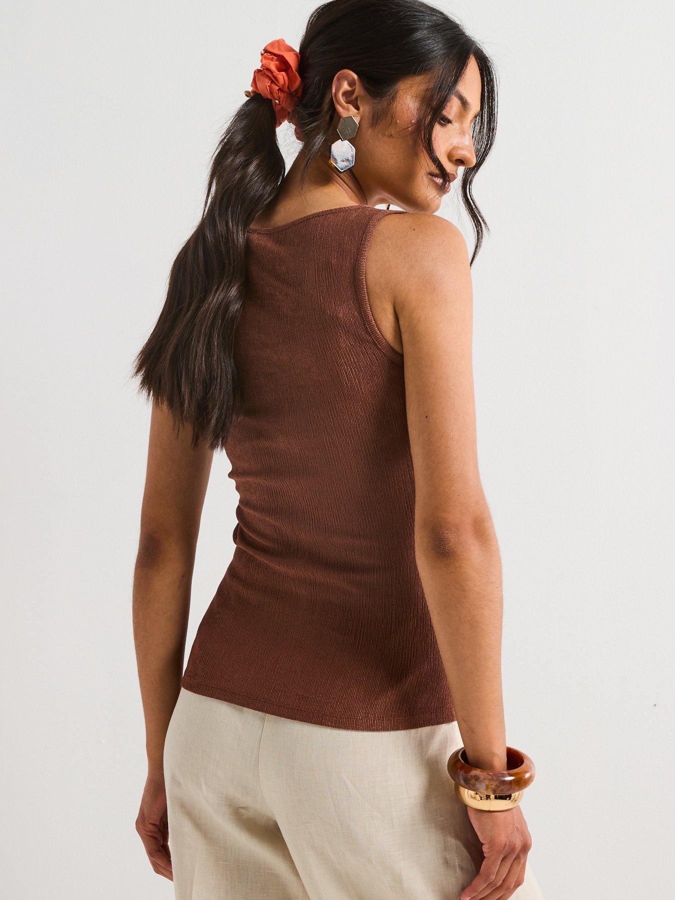 Image 2 of 5 of V by Very Cut Out Beaded Top - Brown
