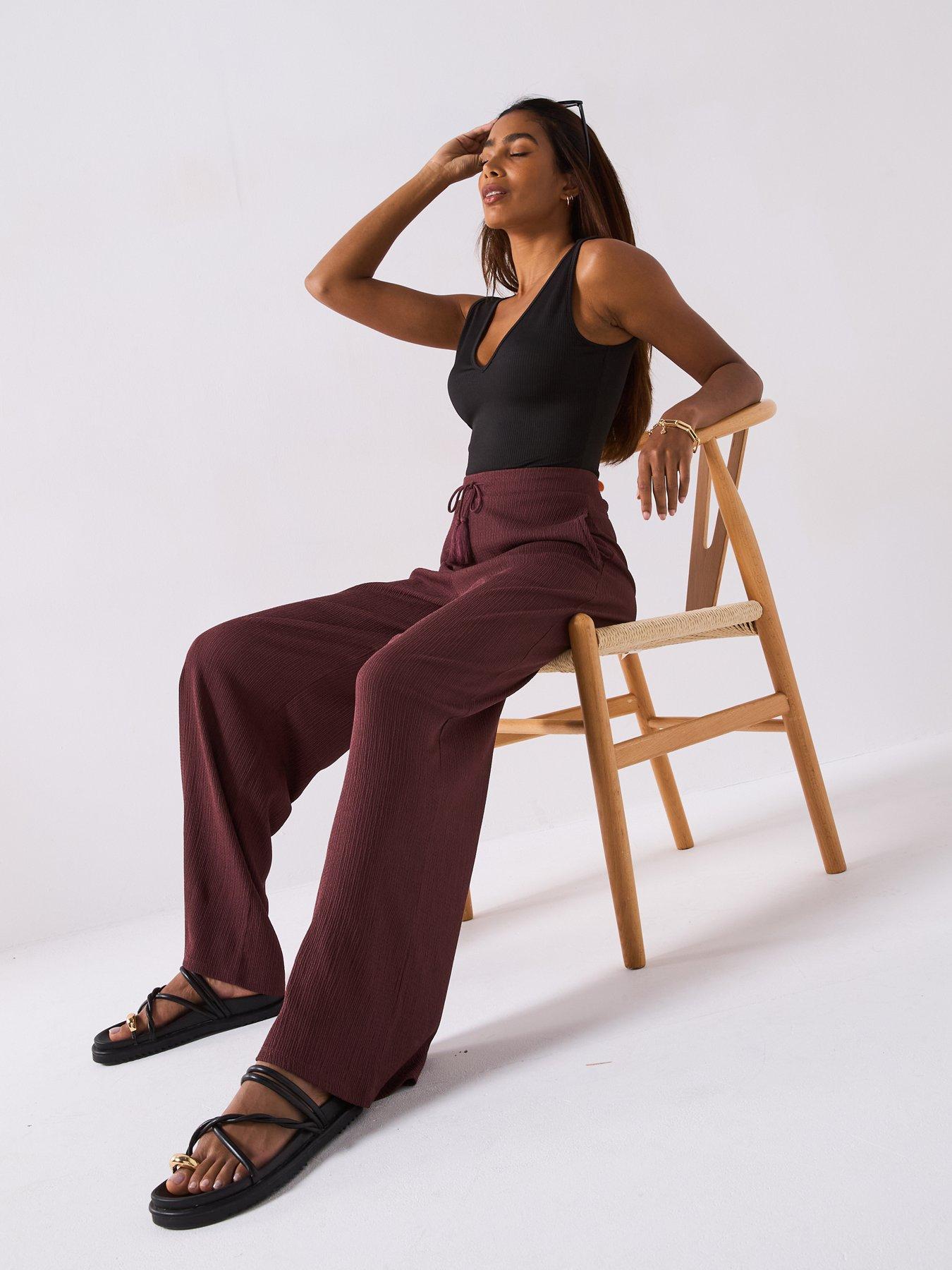 VINNIE WIDE LEG PANT - DARK CHOCOLATE