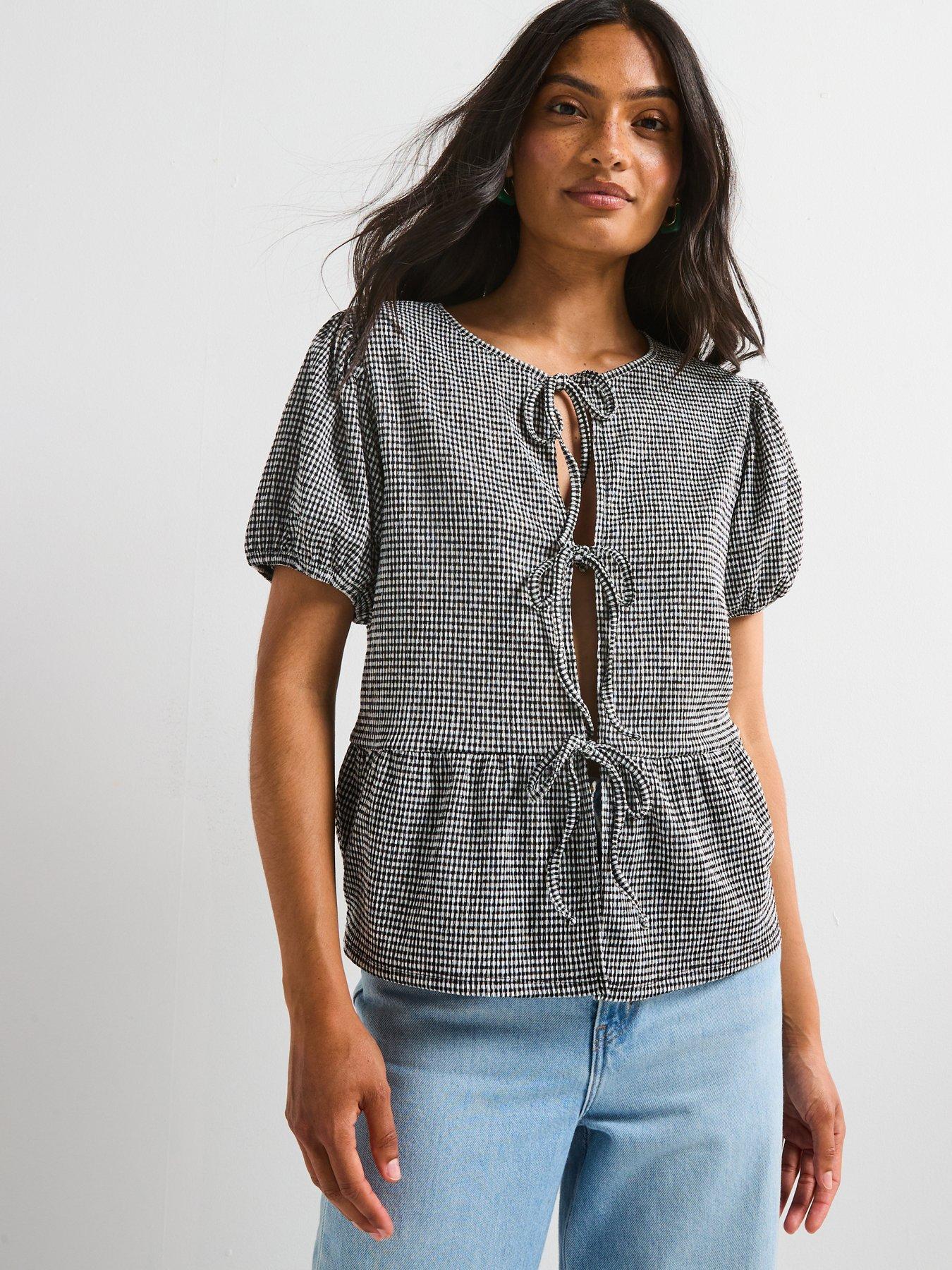 Haylee Gingham Puff Slv Top main image 1
