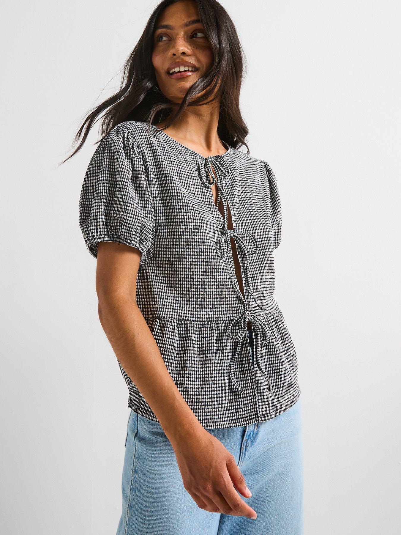 Haylee Gingham Puff Slv Top