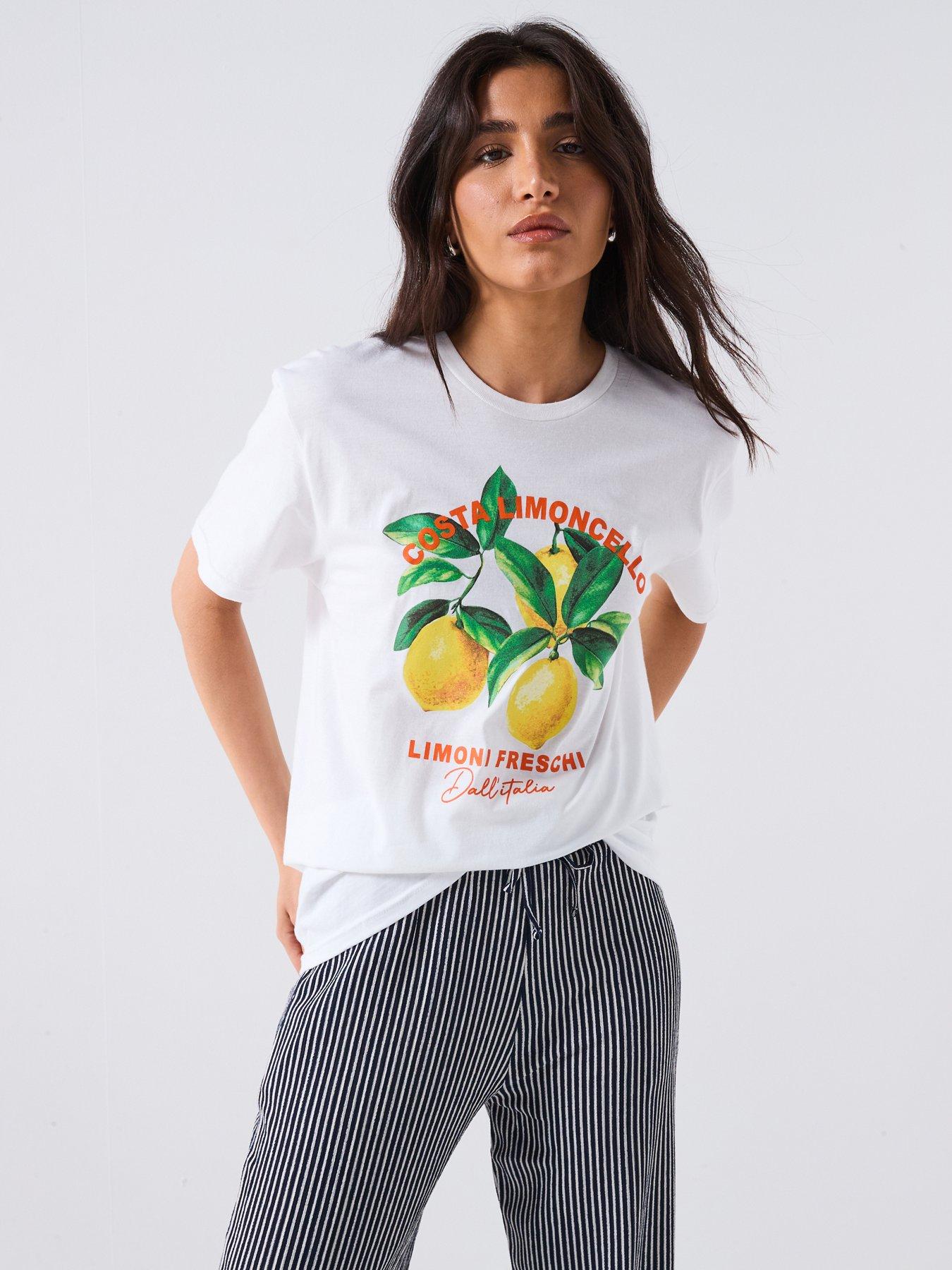 undefined Lemon Oversized Graphic T-Shirt - White
