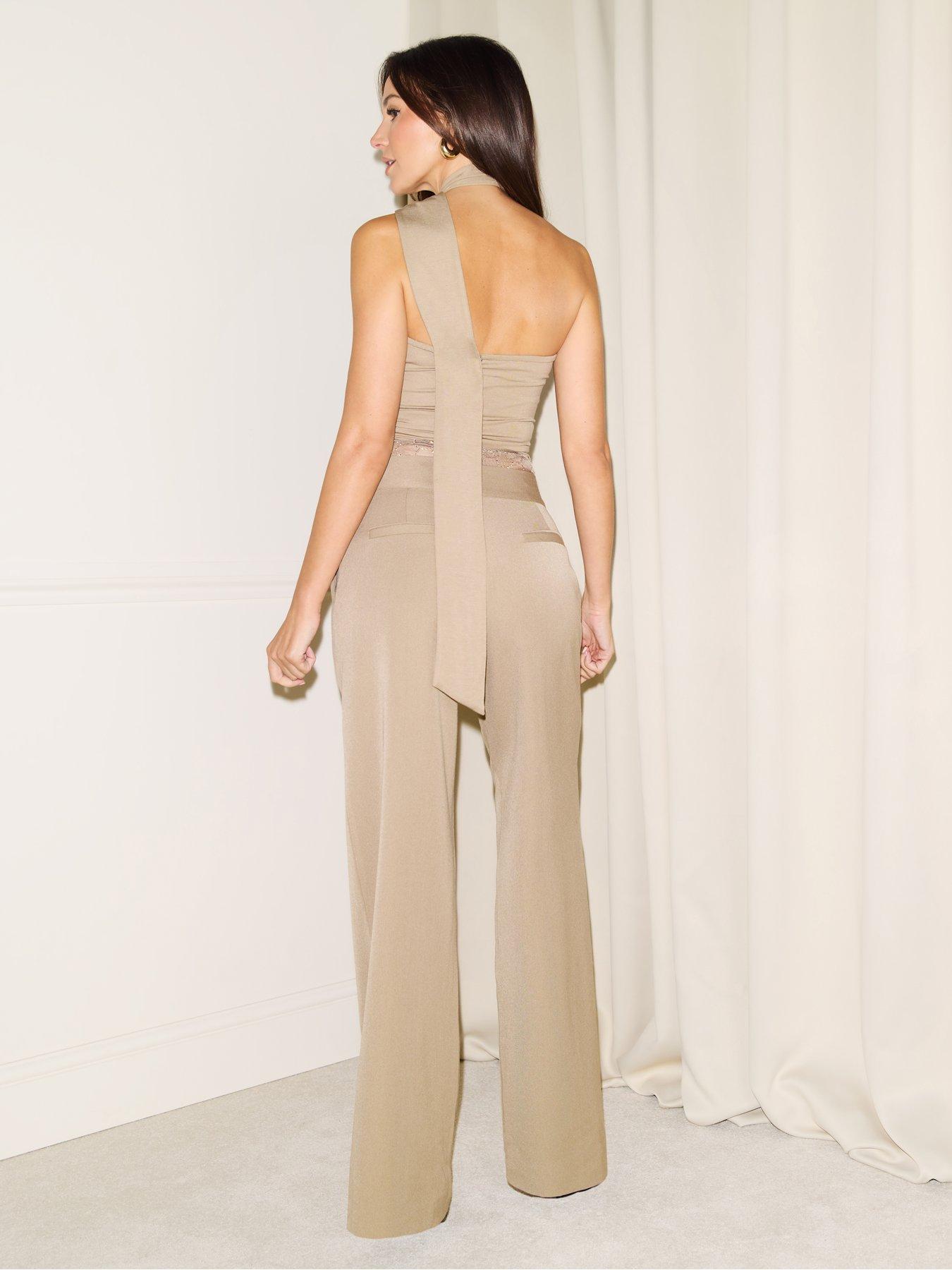Image 2 of 4 of Michelle Keegan Embellished Waist Trousers - Brown