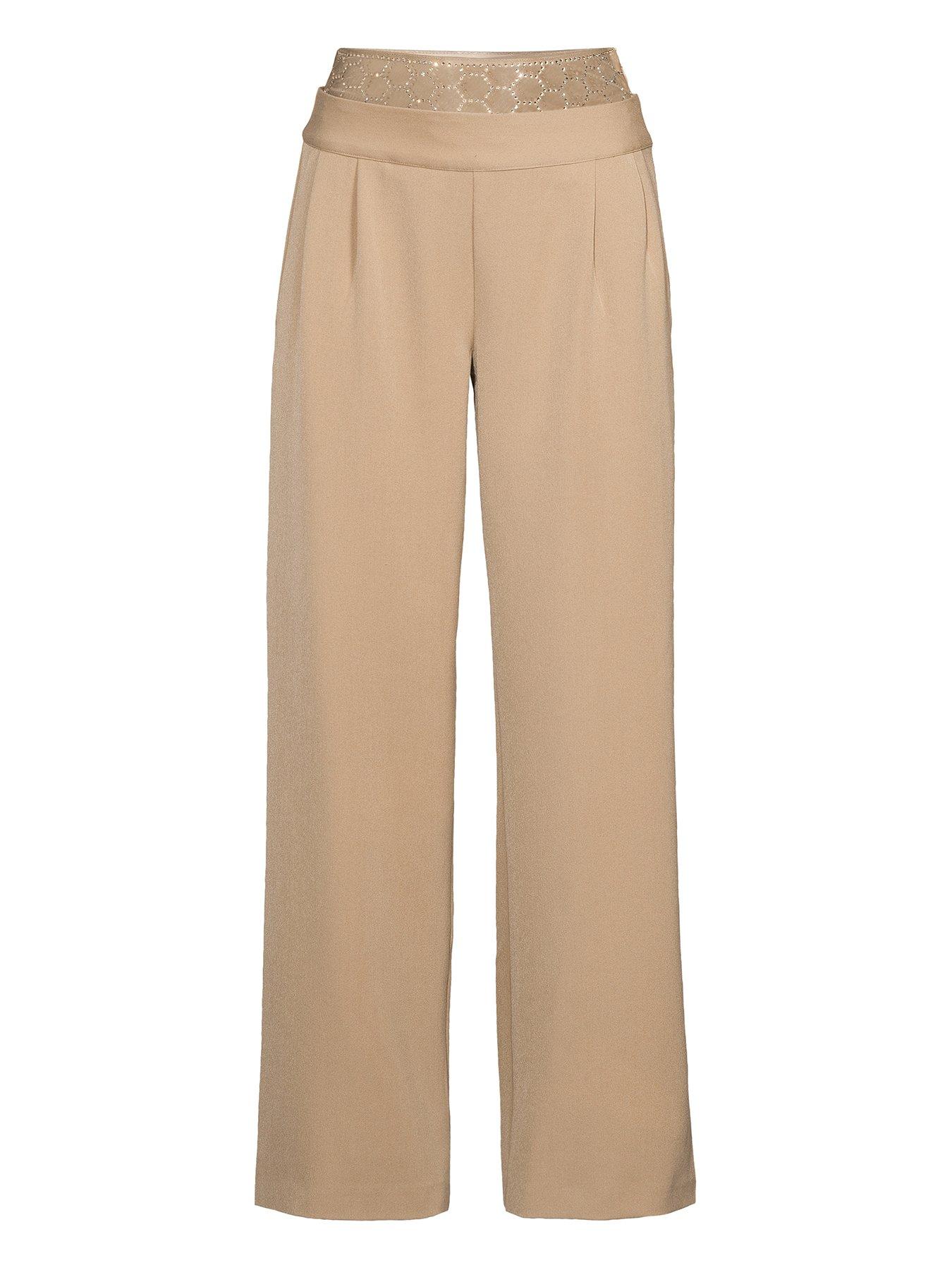 Image 4 of 4 of Michelle Keegan Embellished Waist Trousers - Brown