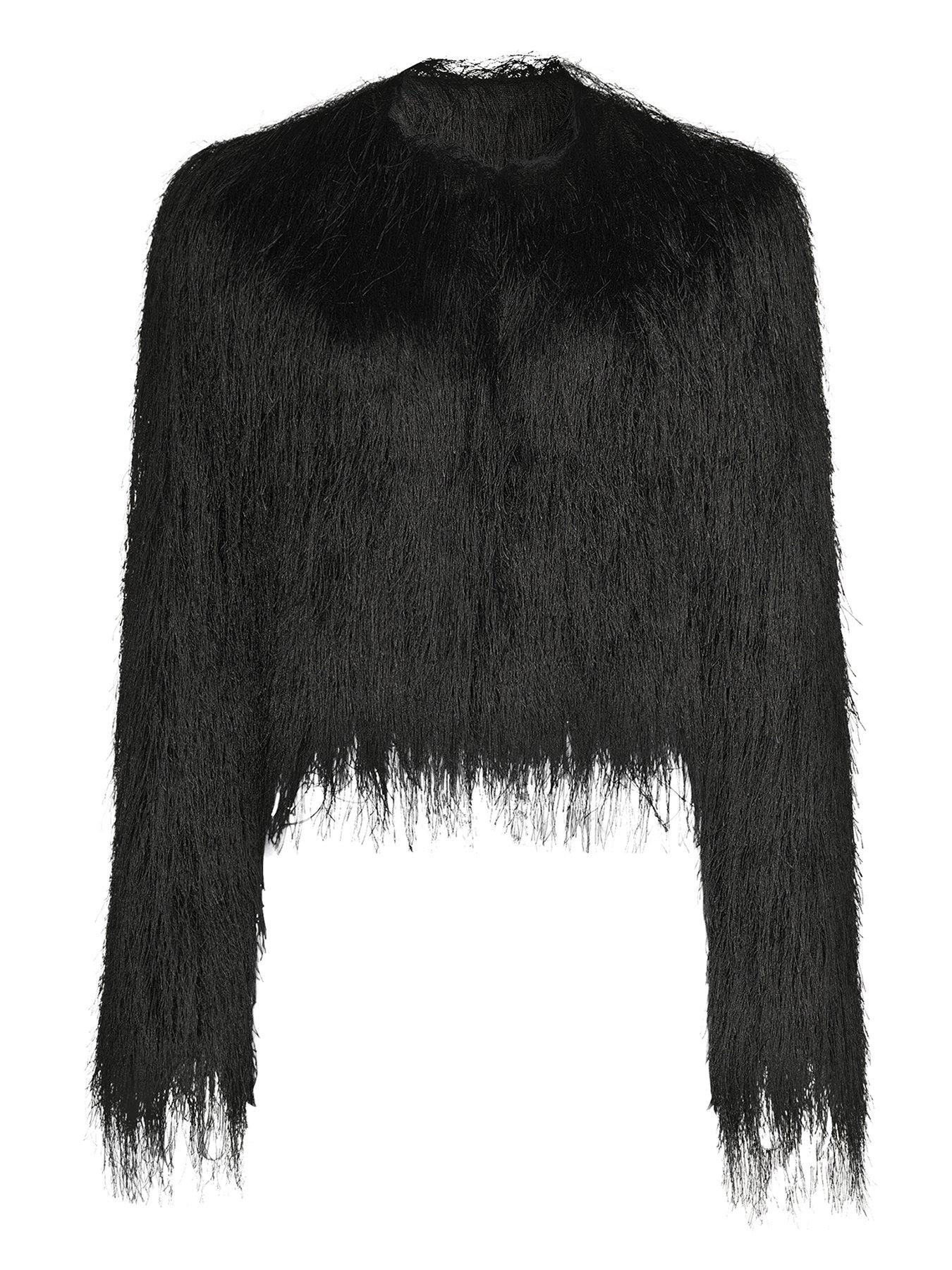 Image 3 of 3 of Michelle Keegan Fringe Cropped Jacket - Black