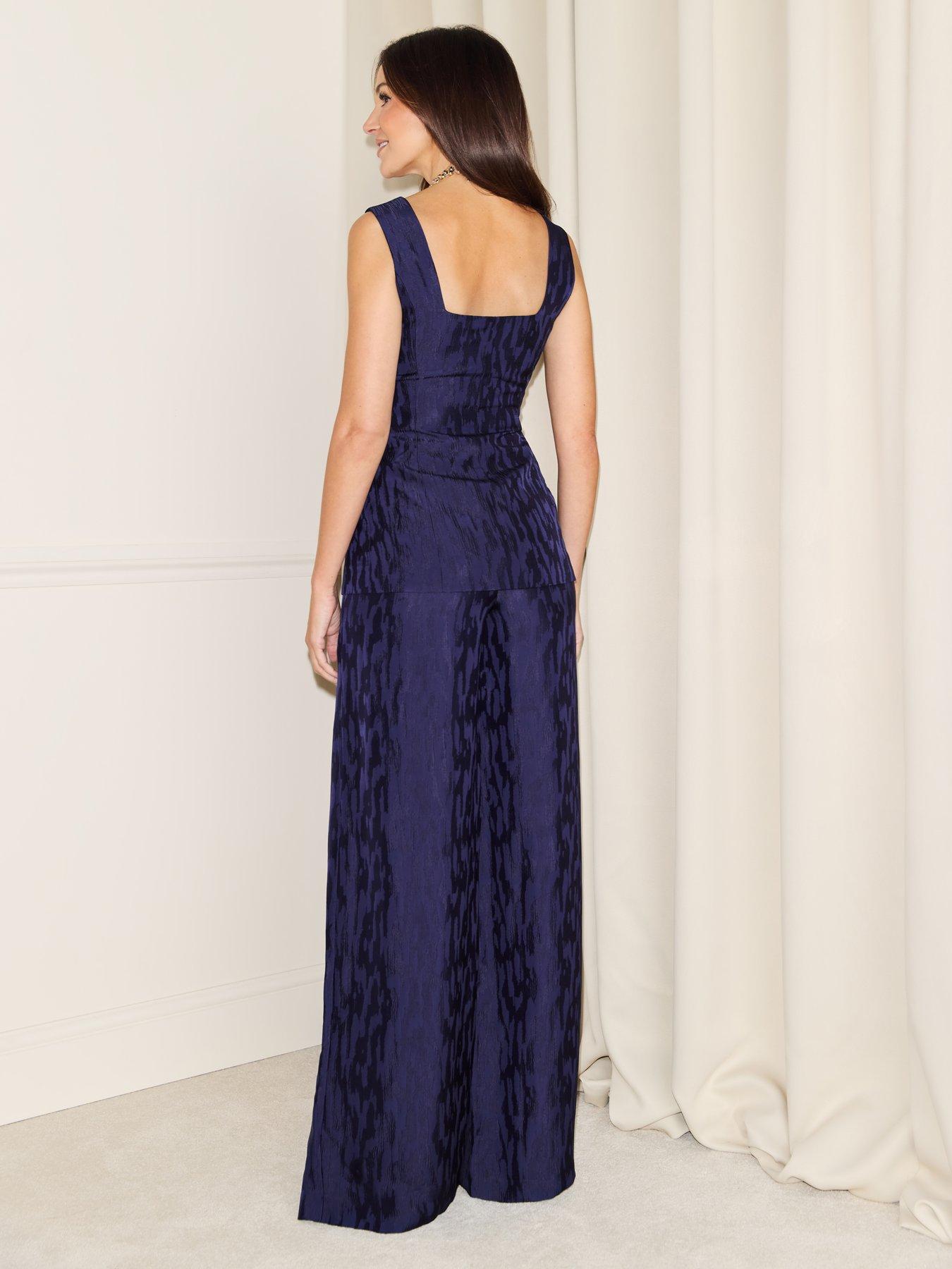 Image 2 of 4 of Michelle Keegan High Waisted Wide Leg Trousers - Navy